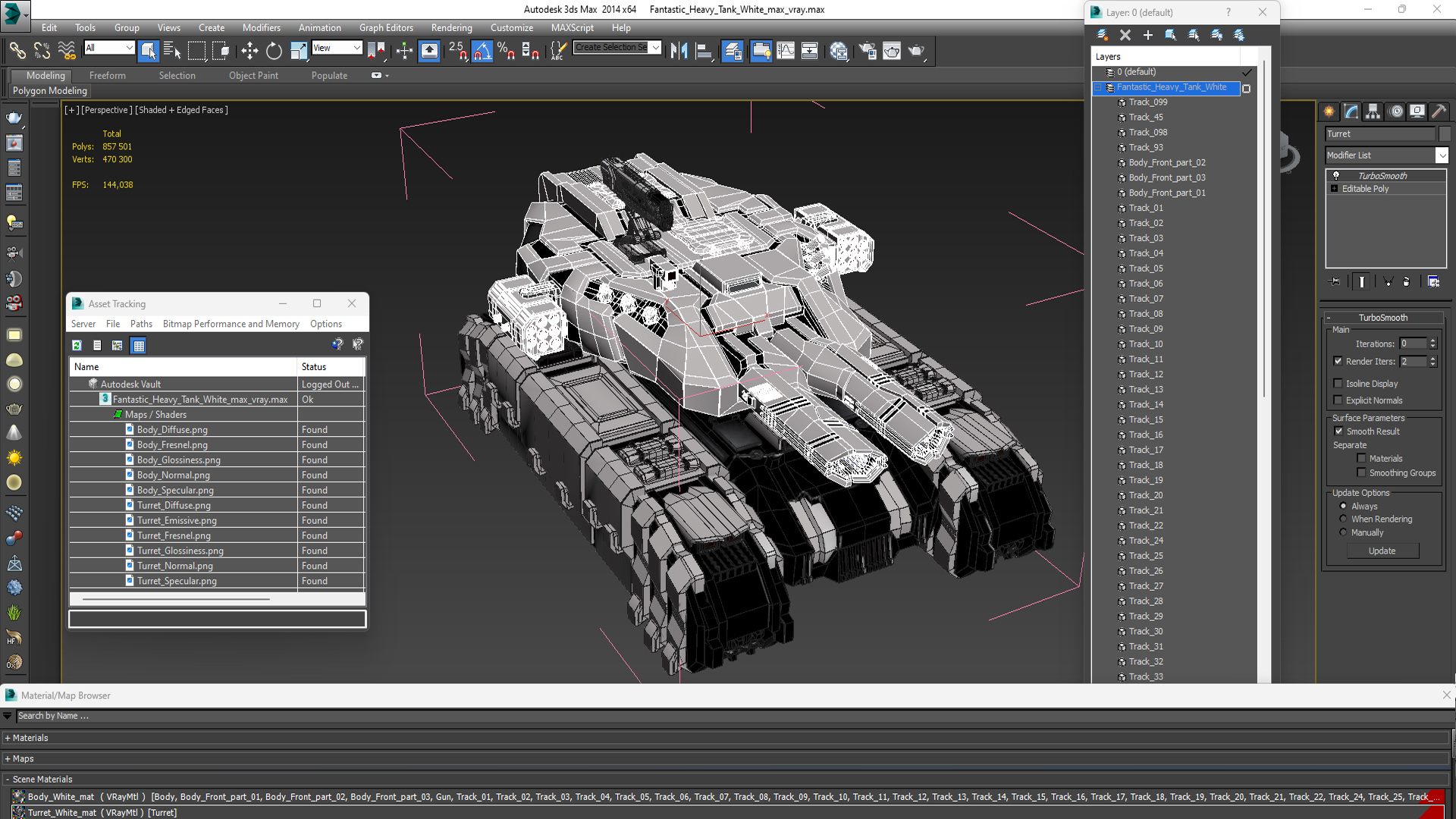 3D Fantastic Heavy Tank White