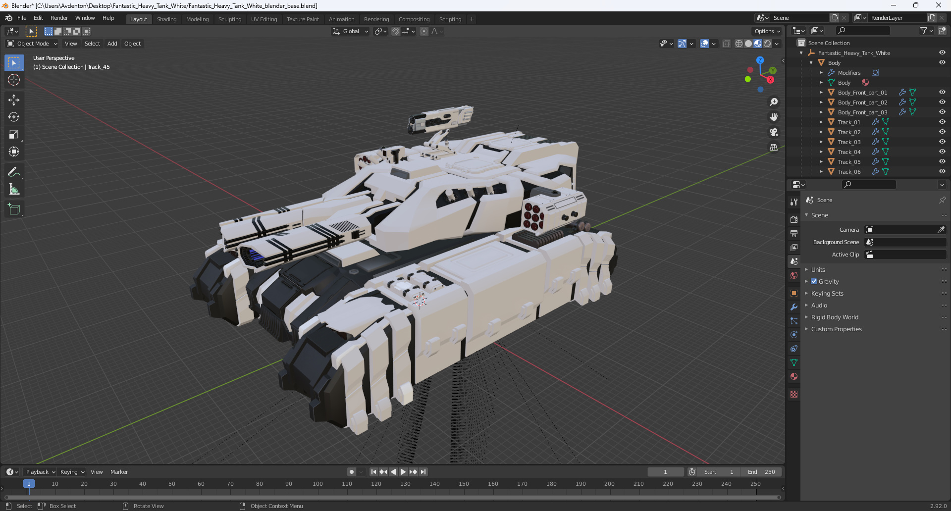 3D Fantastic Heavy Tank White