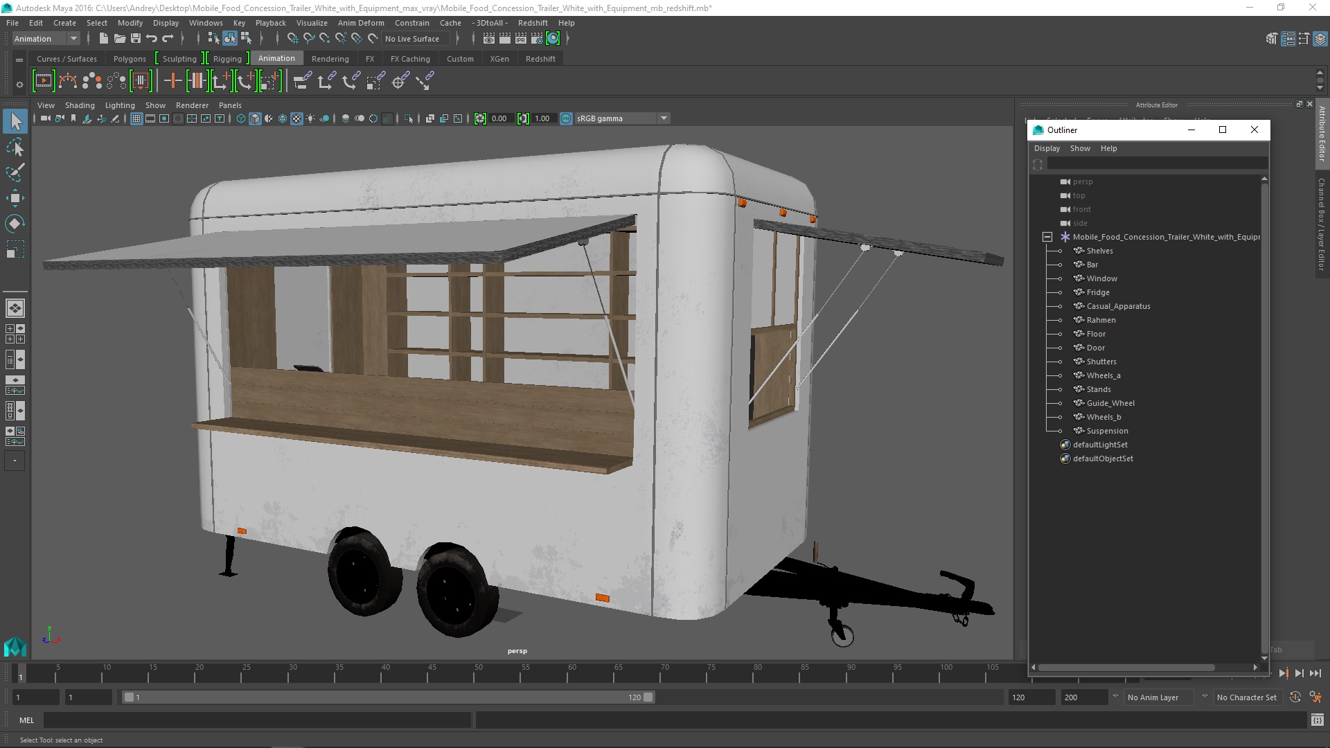 3D Mobile Food Concession Trailer White with Equipment