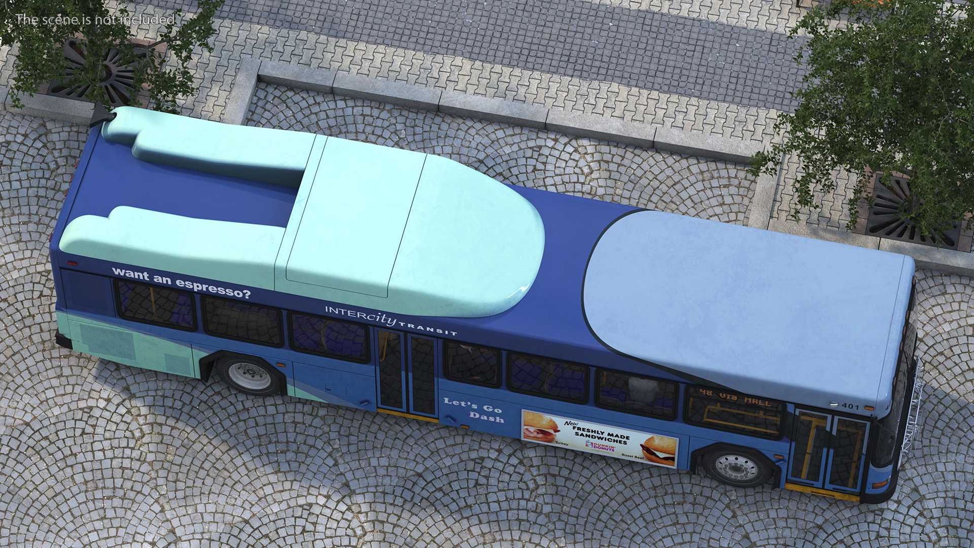 3D Gillig Low Floor Hybrid Bus Intercity Blue with People Fur model