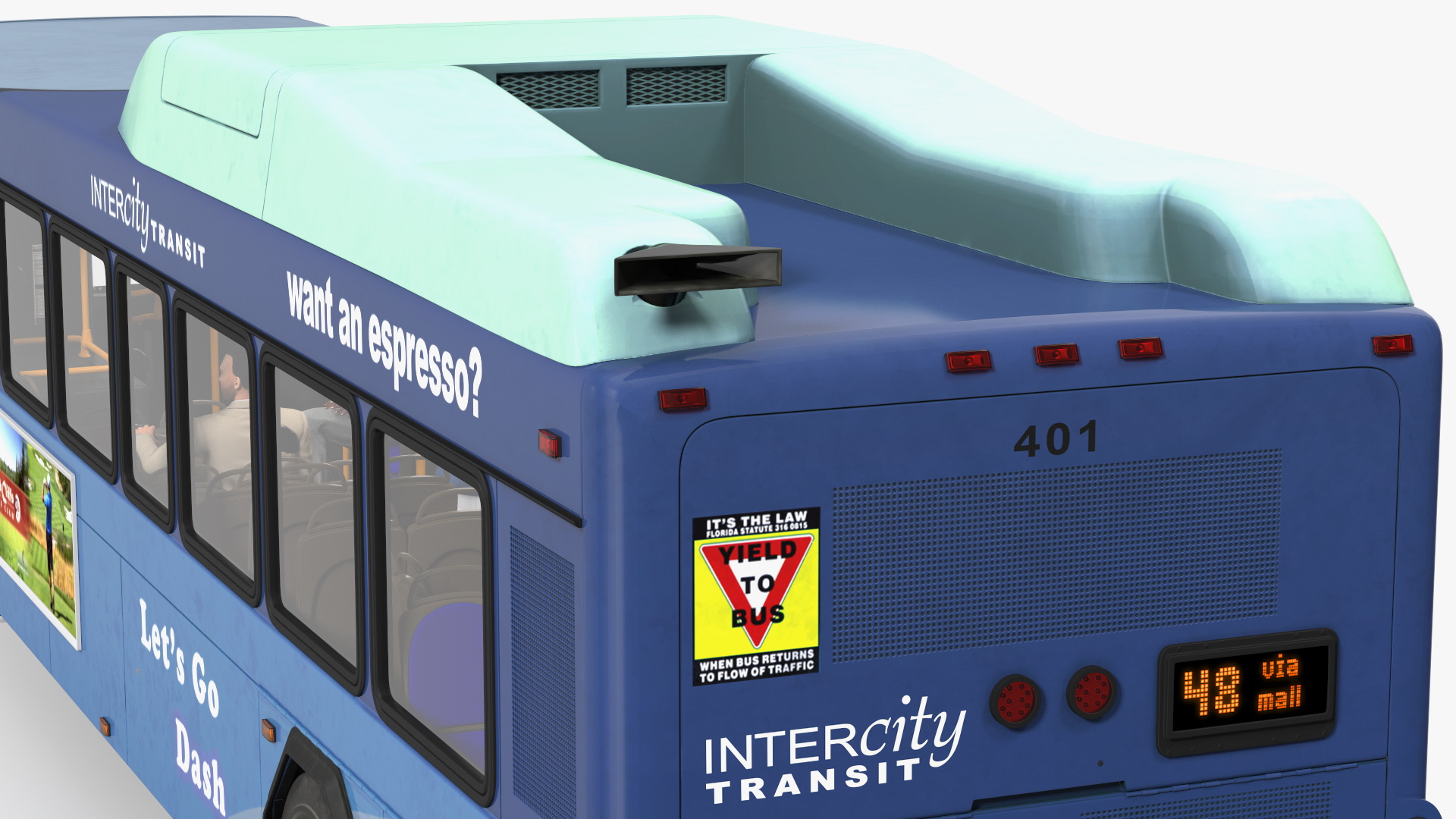 3D Gillig Low Floor Hybrid Bus Intercity Blue with People Fur model