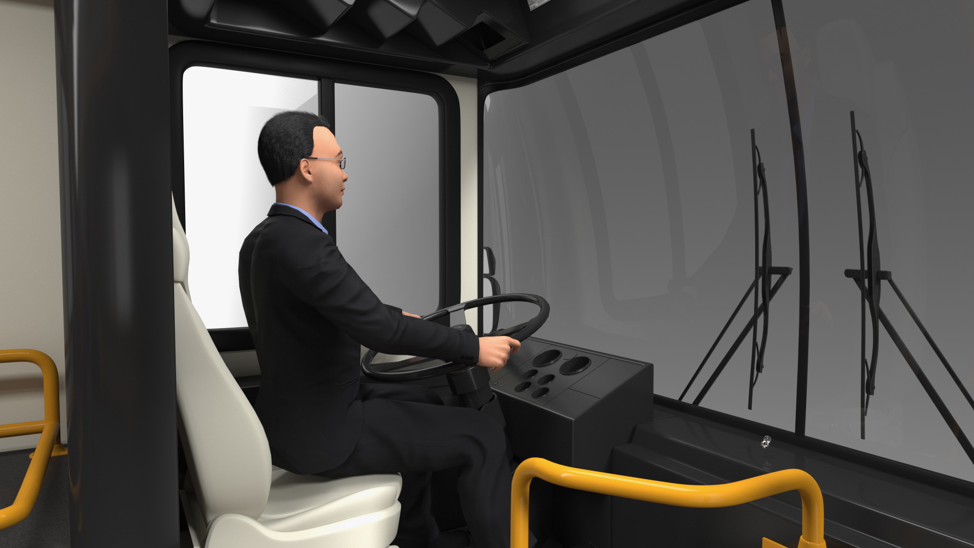 3D Gillig Low Floor Hybrid Bus Intercity Blue with People Fur model