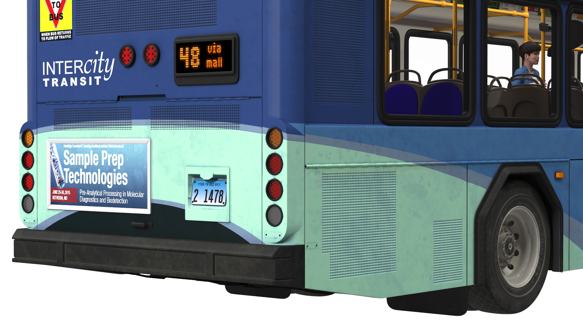 3D Gillig Low Floor Hybrid Bus Intercity Blue with People Fur model