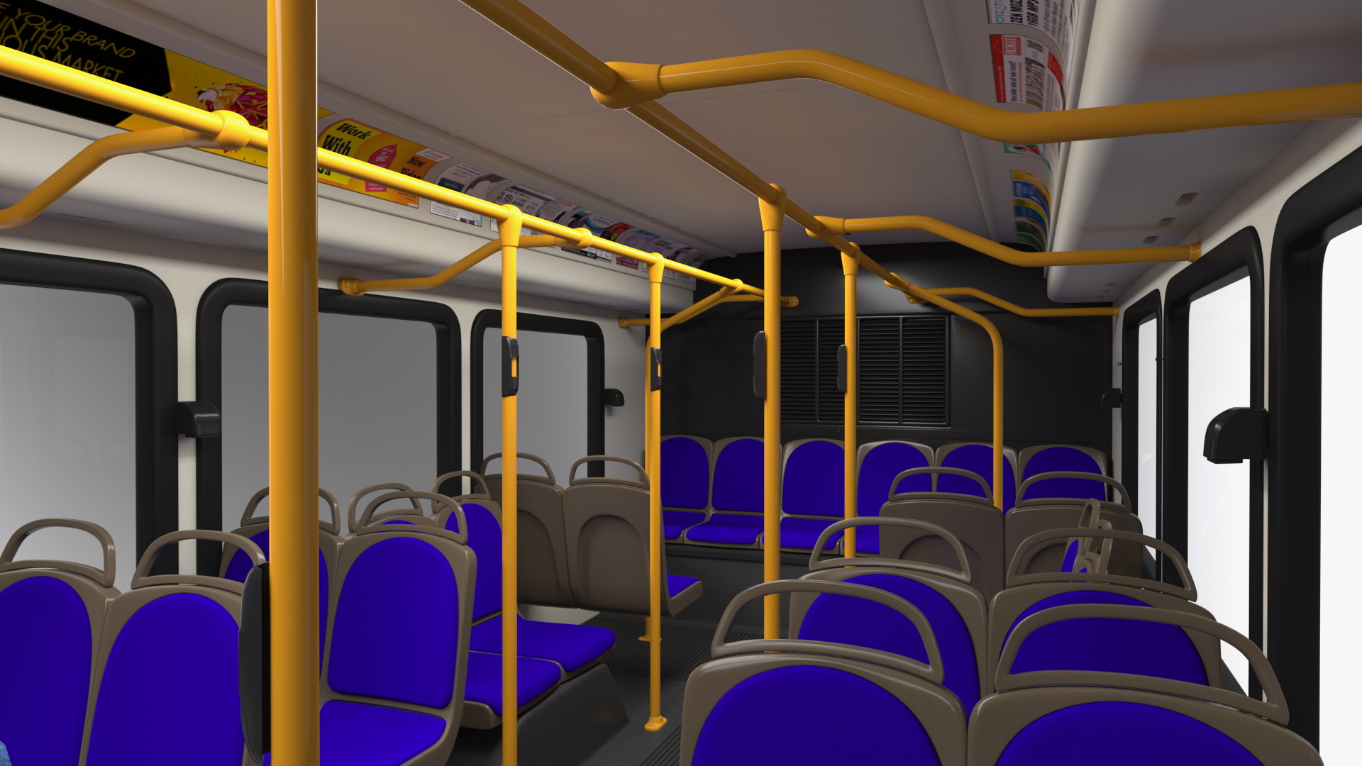 3D Gillig Low Floor Hybrid Bus Intercity Blue with People Fur model