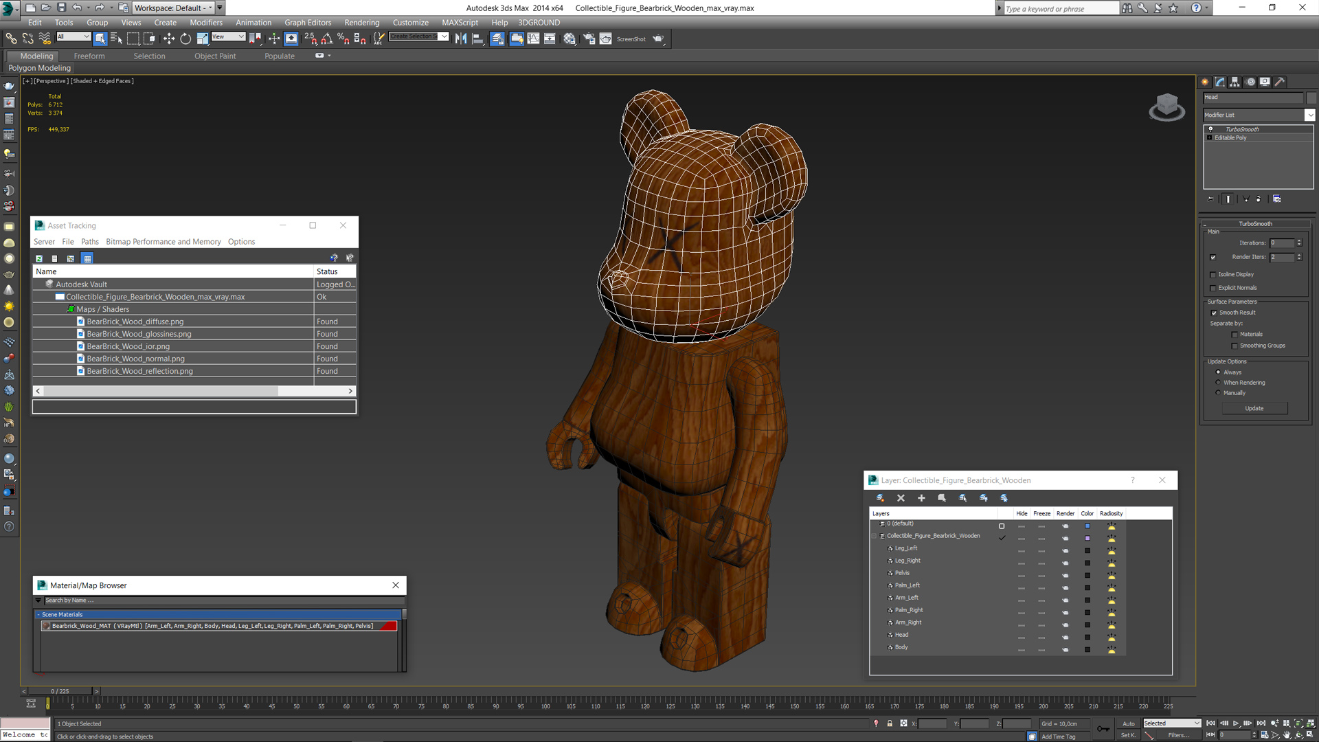 3D model Collectible Figure Bearbrick Wooden