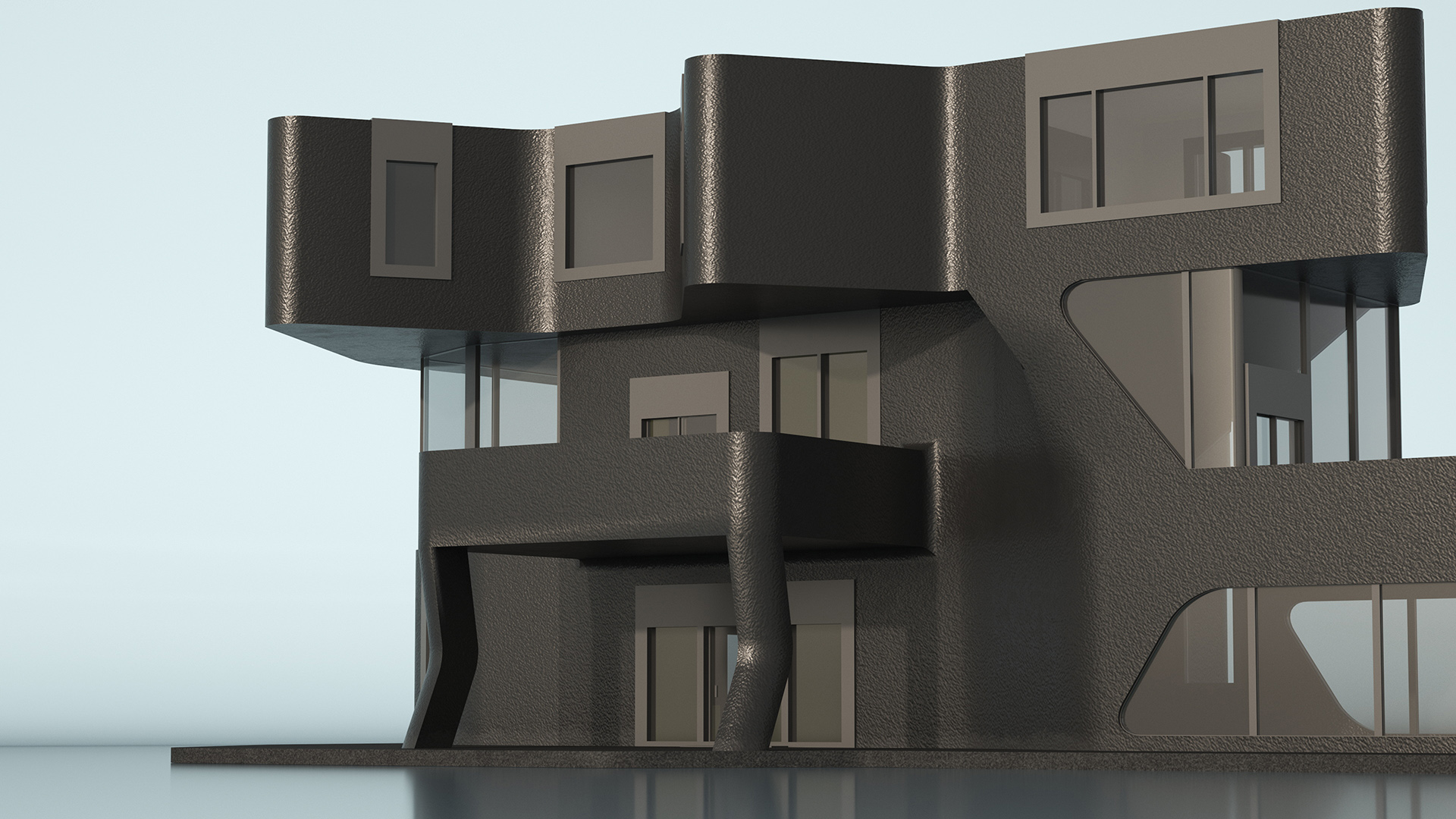 3D Modern Private House Black
