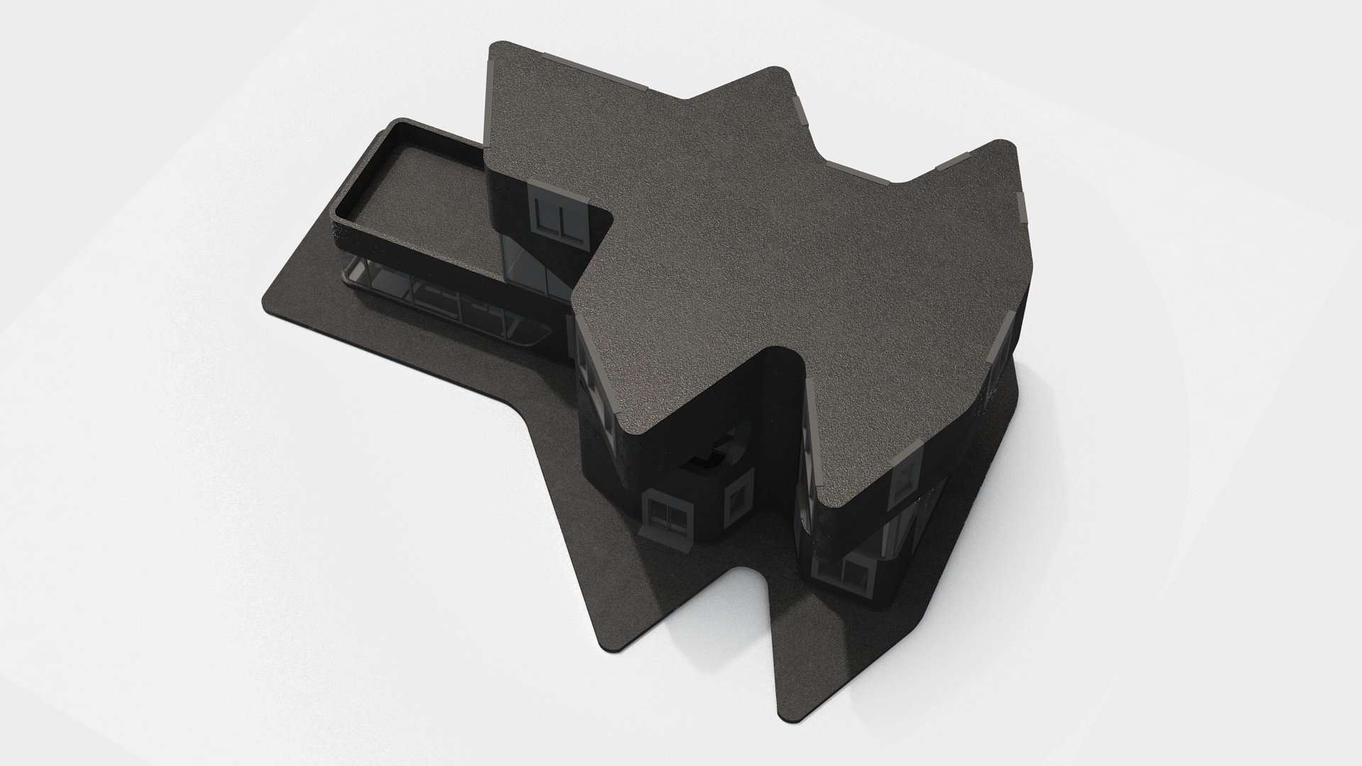 3D Modern Private House Black
