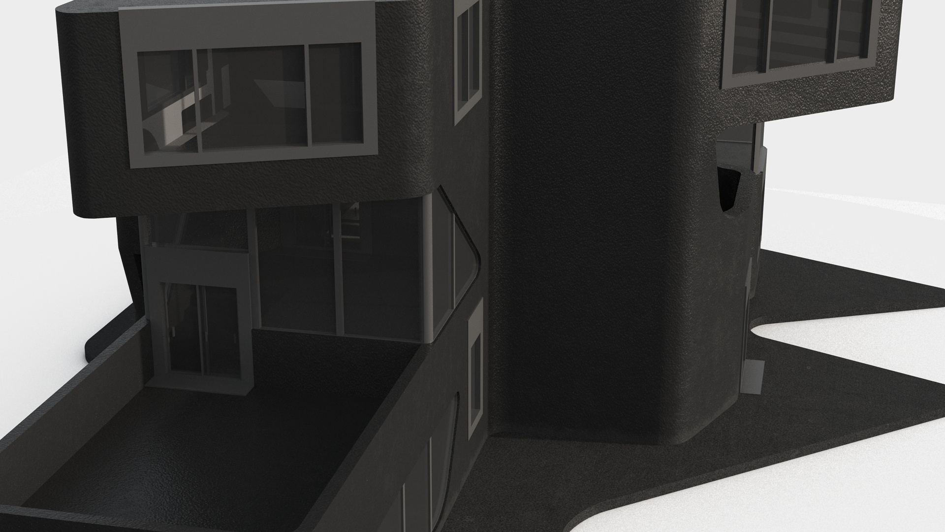 3D Modern Private House Black