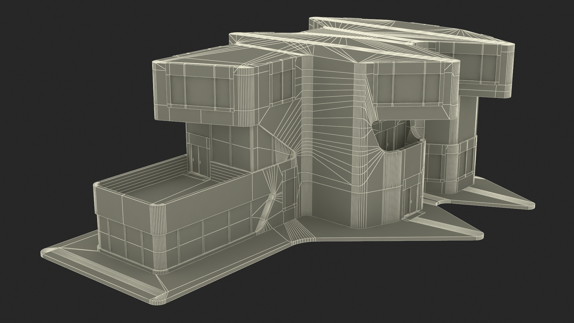3D Modern Private House Black