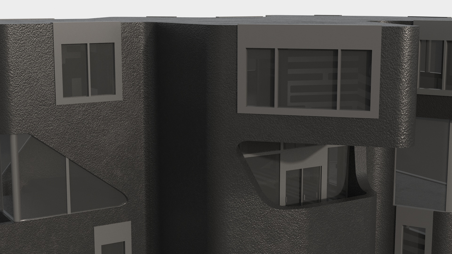 3D Modern Private House Black