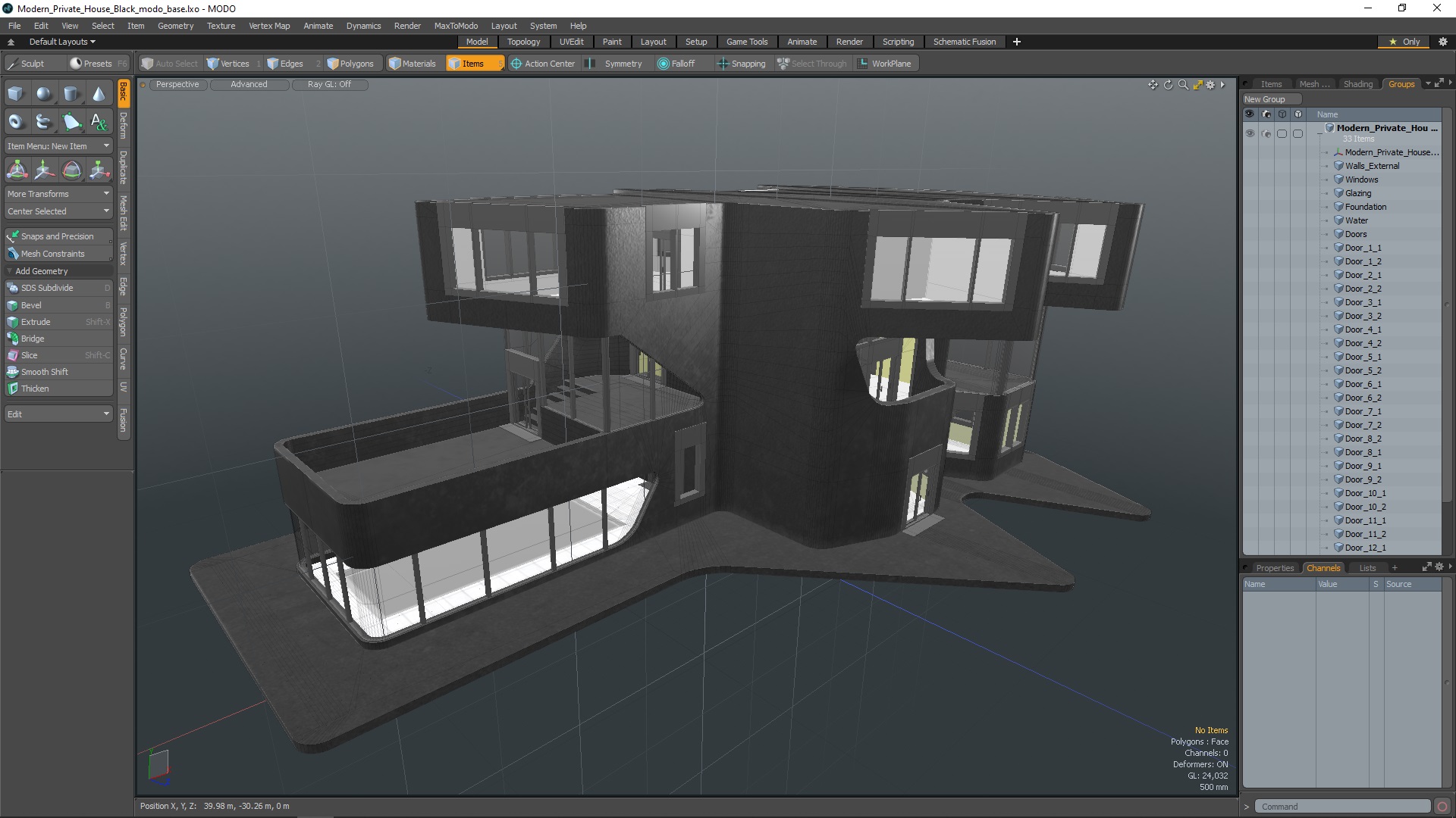 3D Modern Private House Black