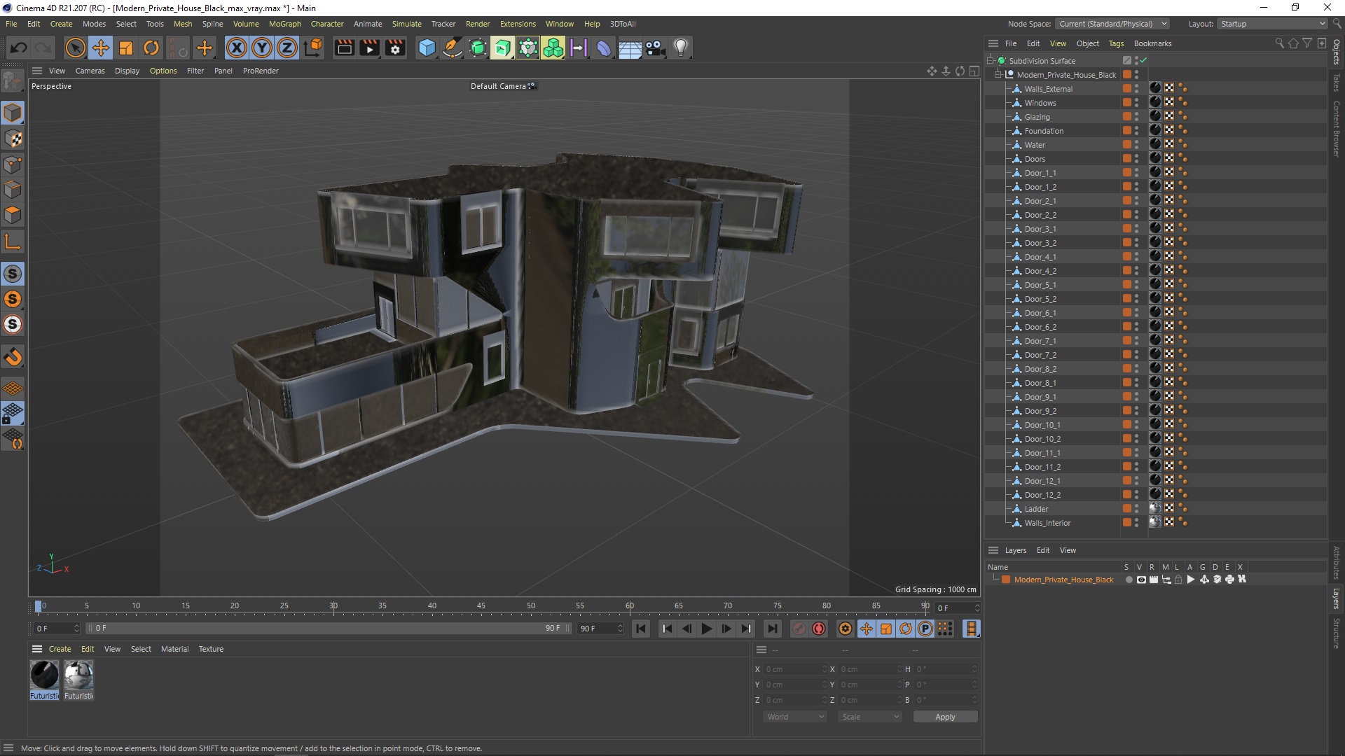 3D Modern Private House Black