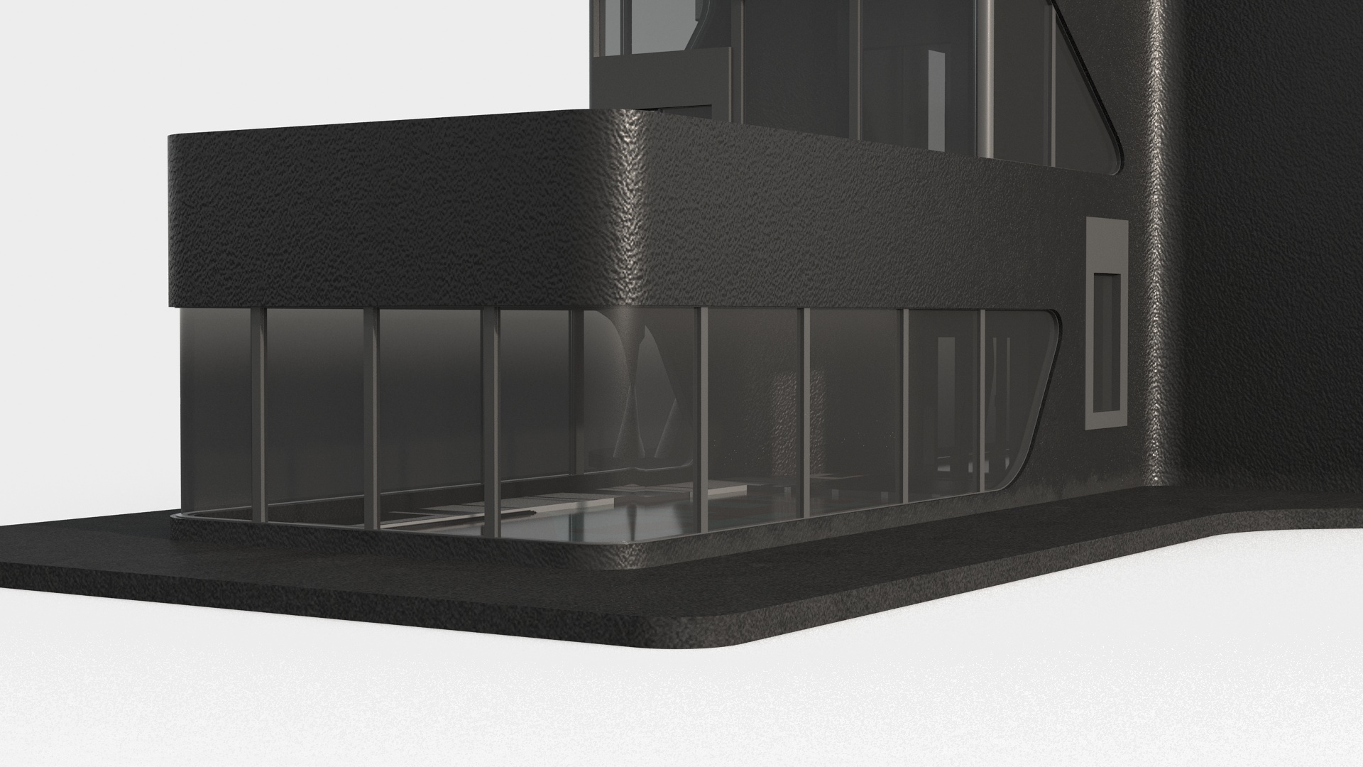 3D Modern Private House Black