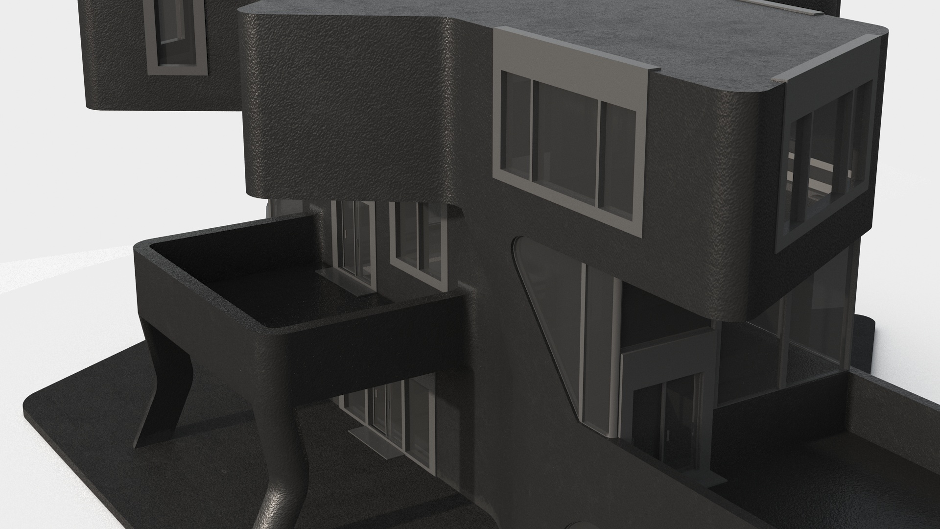 3D Modern Private House Black