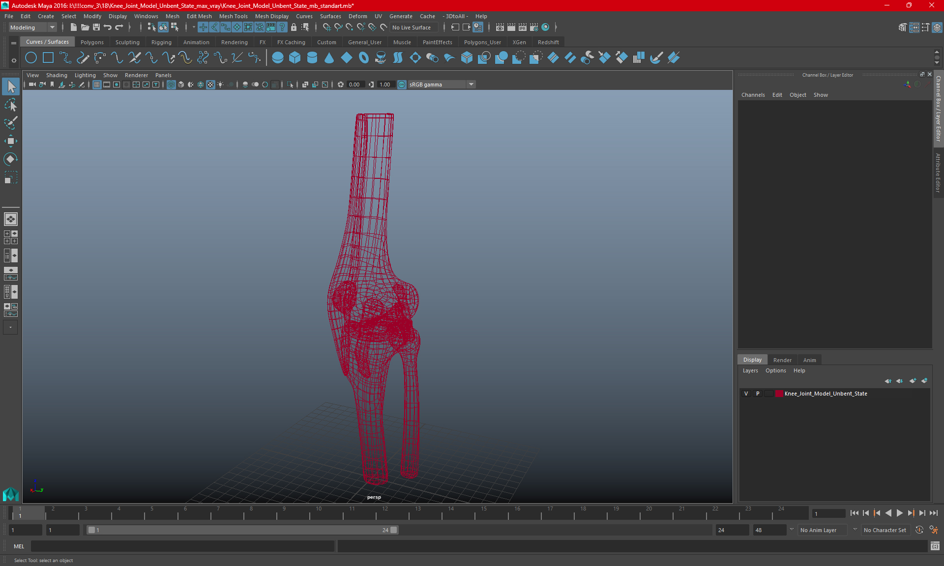 Knee Joint Model Unbent State 3D model