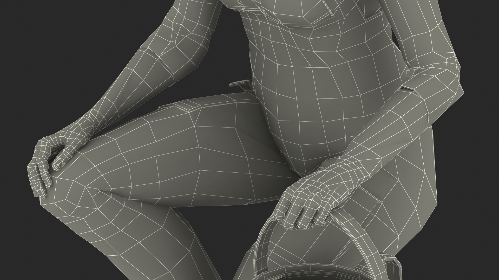 3D Gardener Chinese Old Lady Sitting model