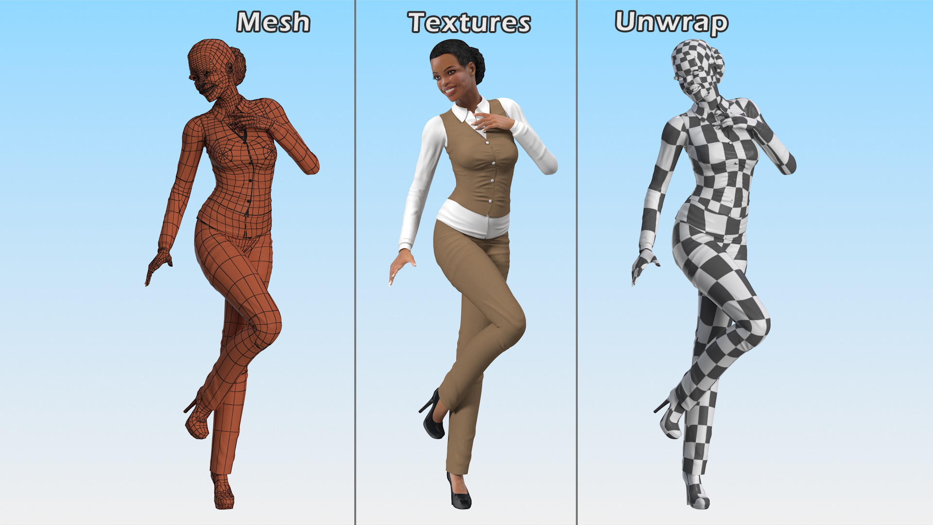 3D Light Skin Business Style Woman