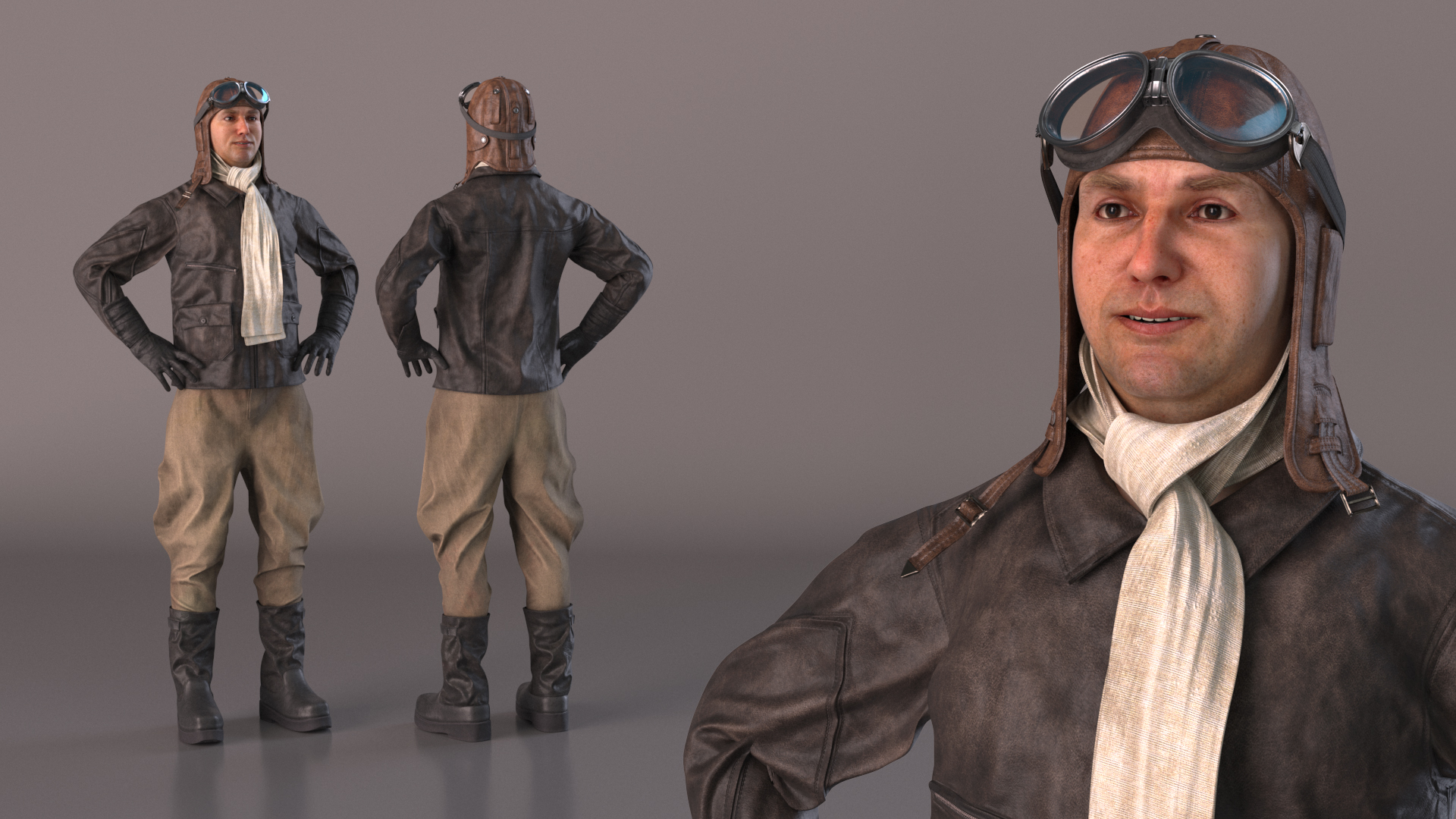 Pilot in Standing Pose 3D
