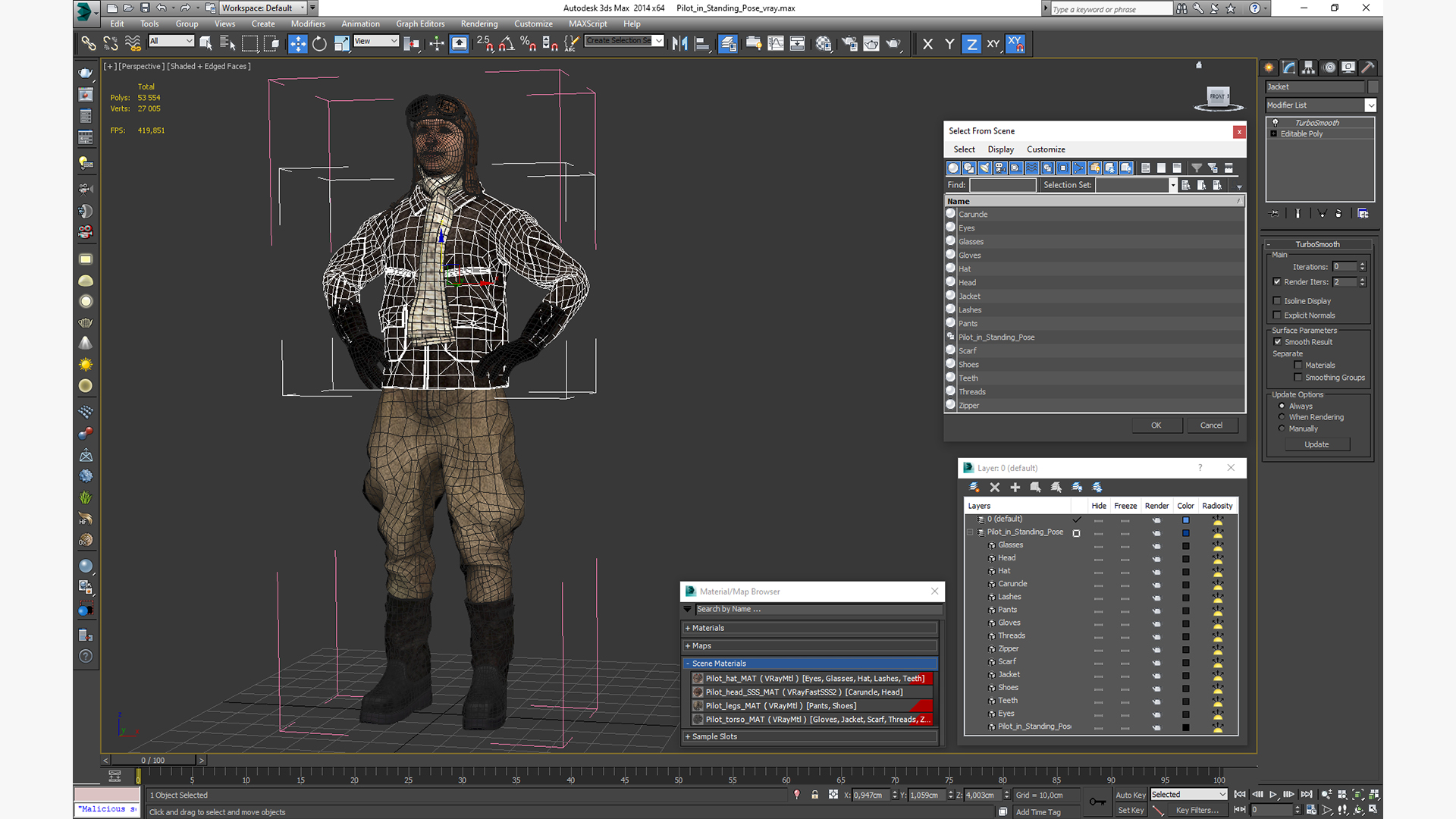 Pilot in Standing Pose 3D