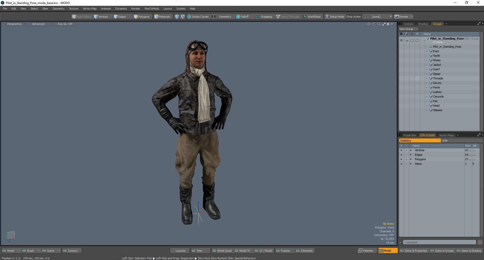 Pilot in Standing Pose 3D