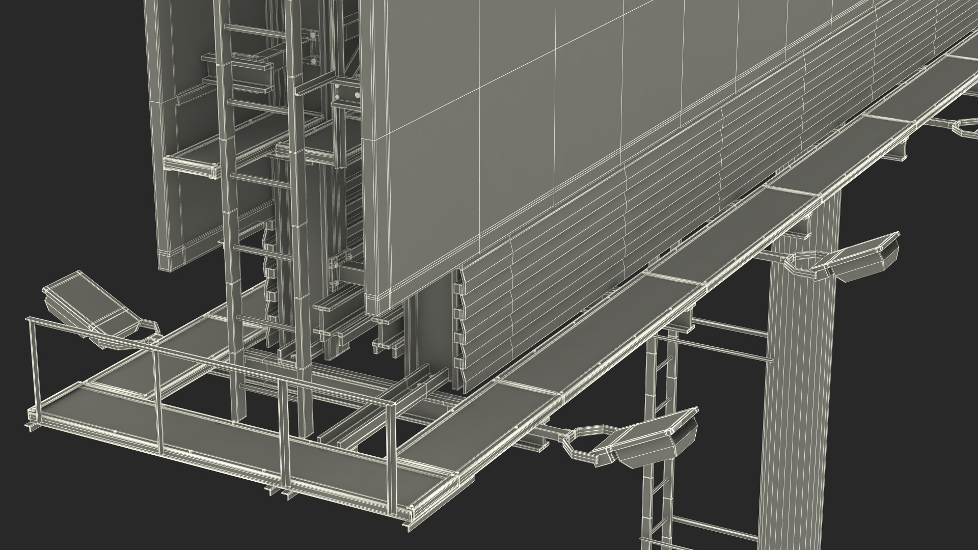 Outdoor Advertising Billboard Structure 3D model