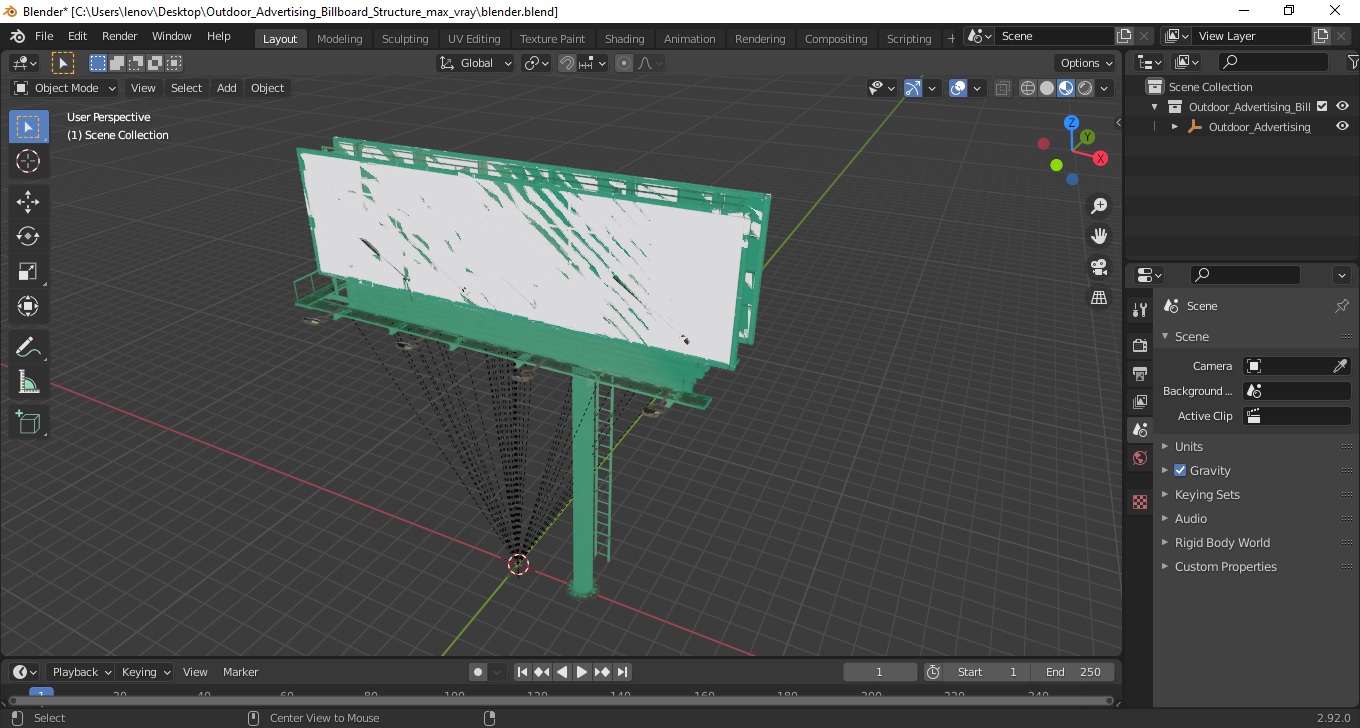Outdoor Advertising Billboard Structure 3D model