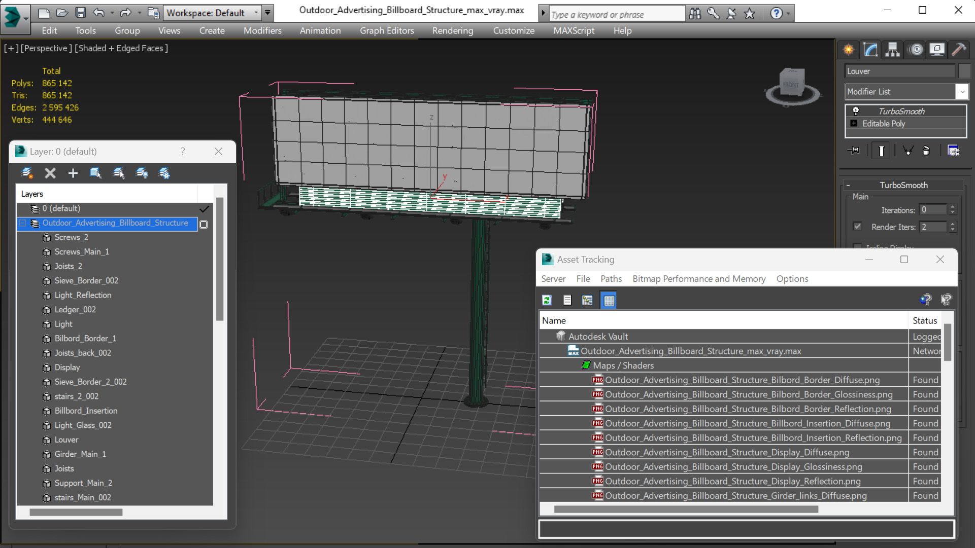 Outdoor Advertising Billboard Structure 3D model