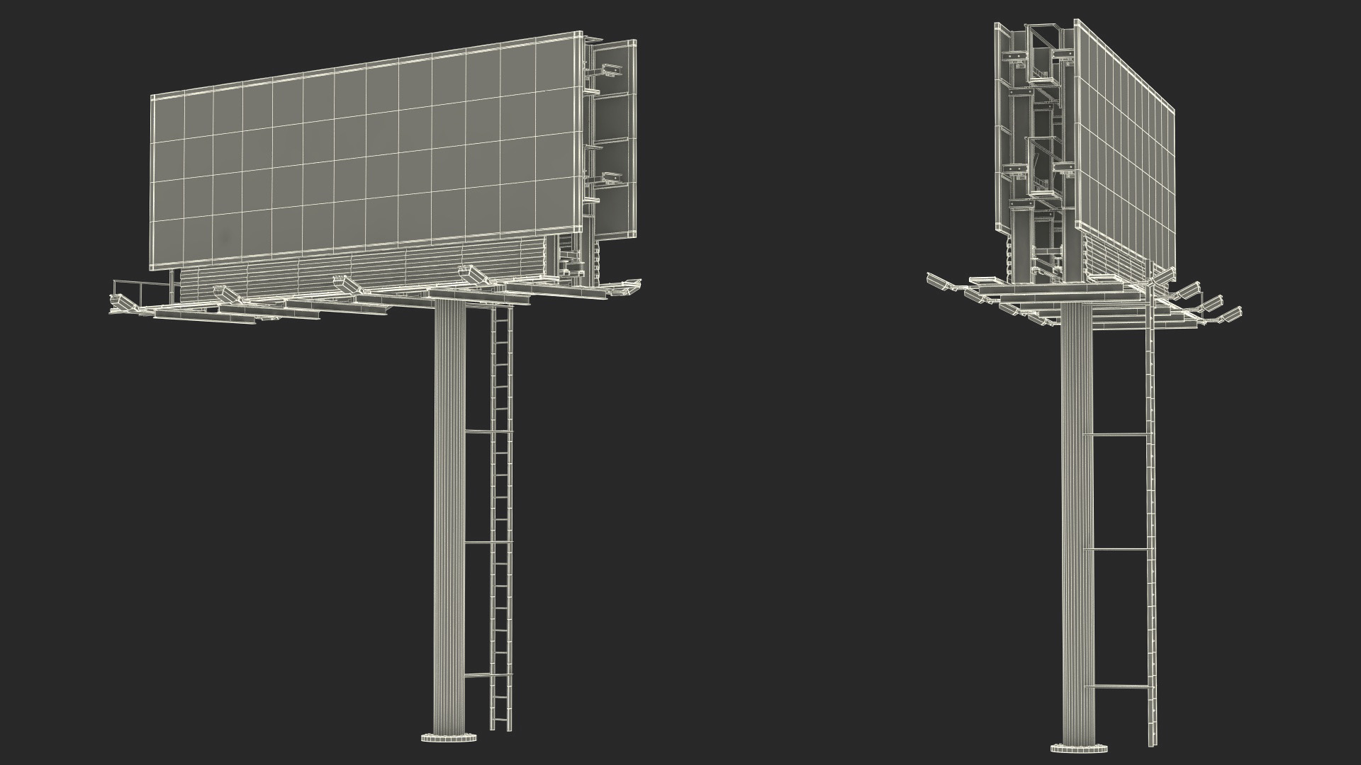 Outdoor Advertising Billboard Structure 3D model