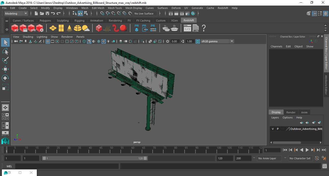 Outdoor Advertising Billboard Structure 3D model