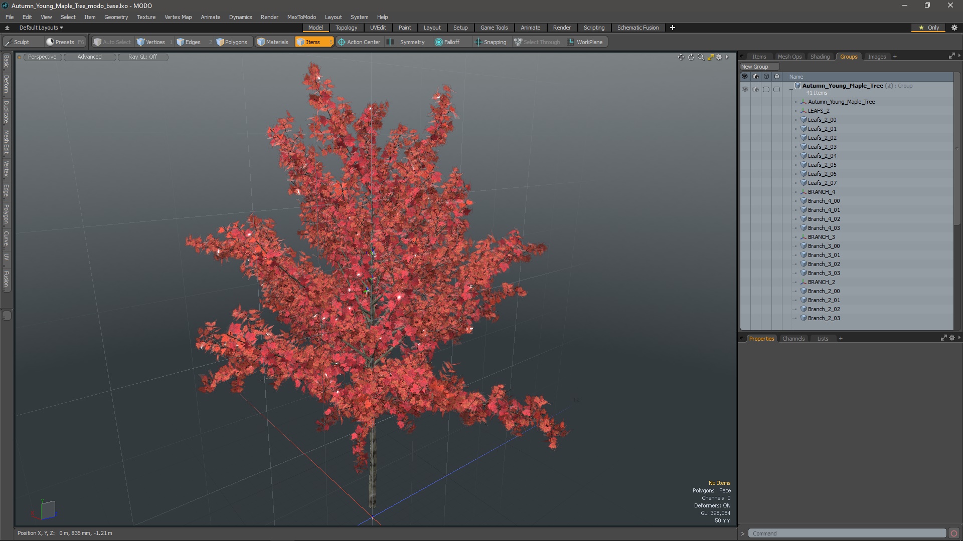 3D Autumn Young Maple Tree model