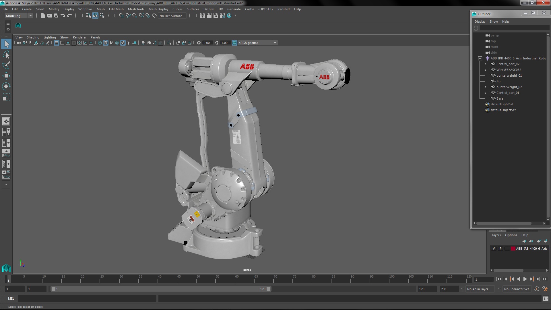3D ABB IRB 4400 6 Axis Industrial Robot