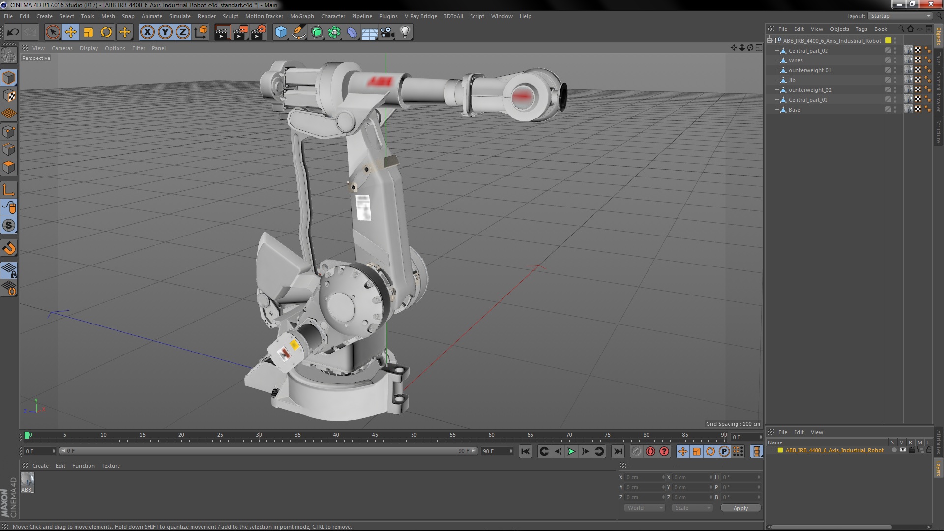 3D ABB IRB 4400 6 Axis Industrial Robot
