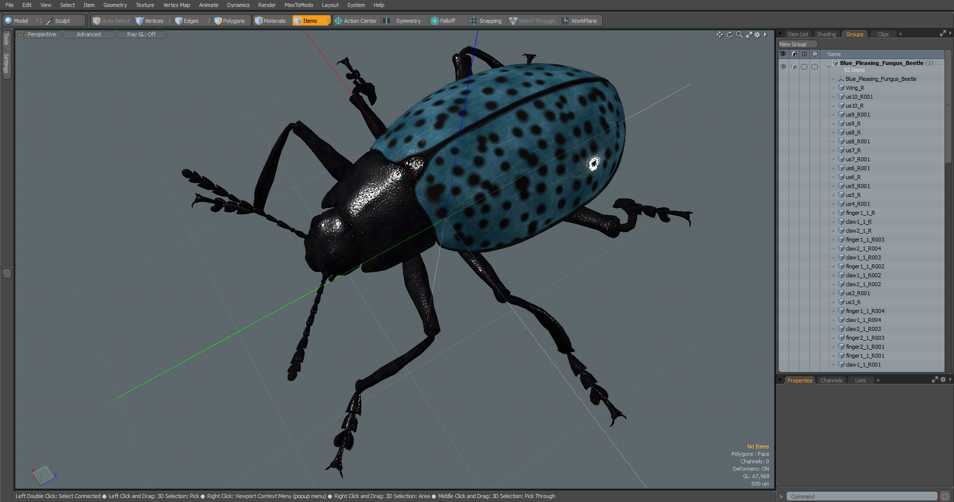 Blue Pleasing Fungus Beetle 3D