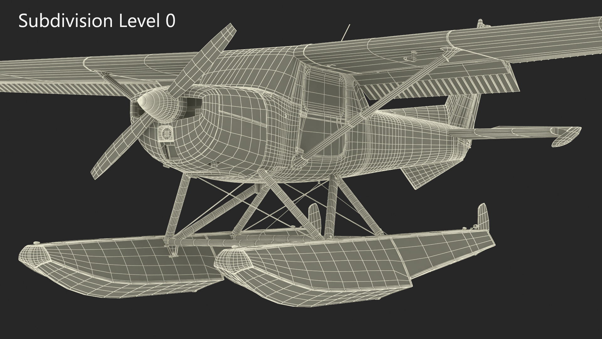 3D Seaplane with Floats Cessna 150