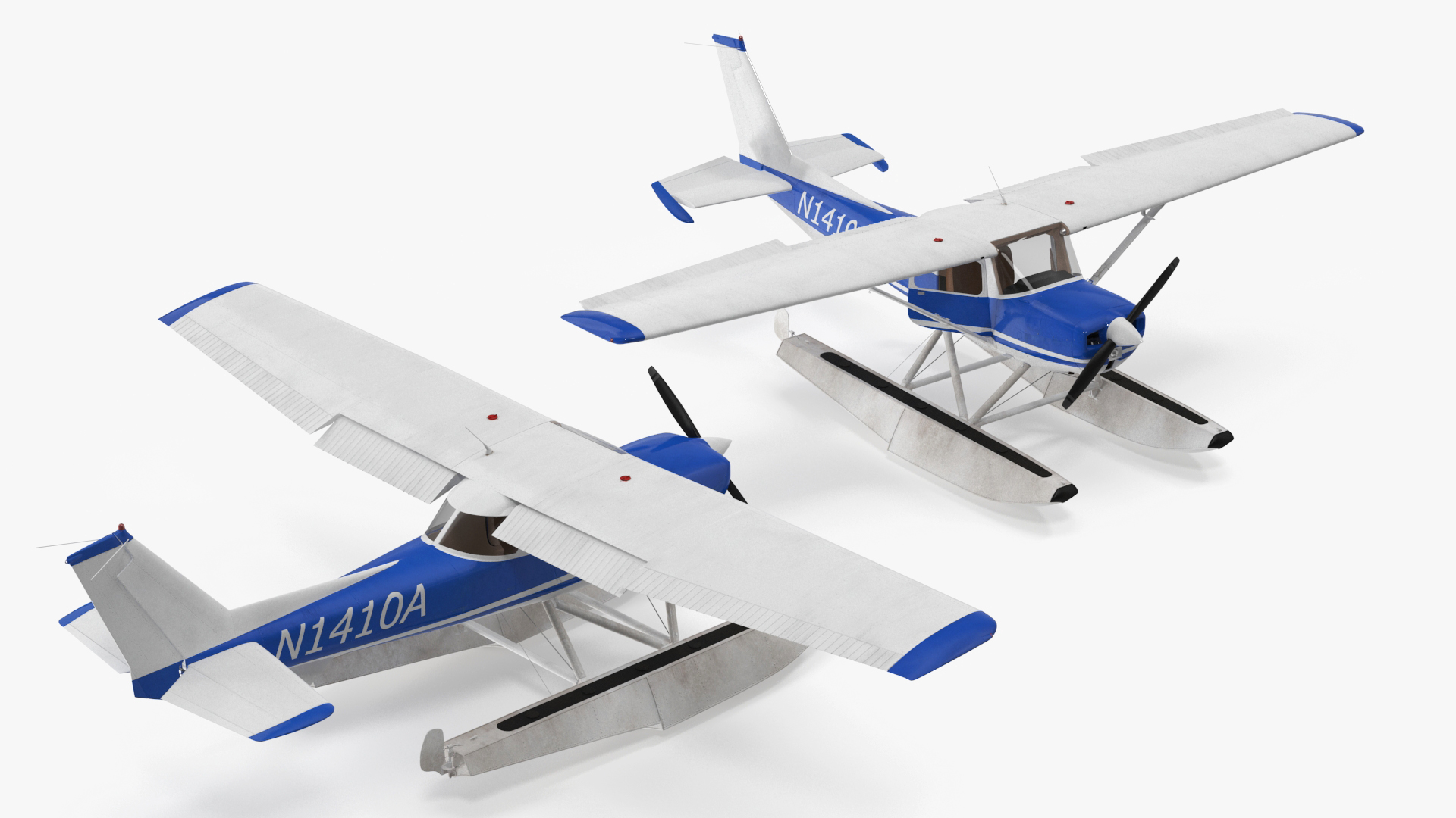 3D Seaplane with Floats Cessna 150