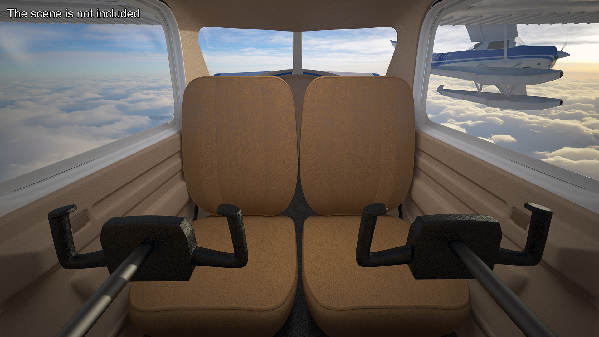 3D Seaplane with Floats Cessna 150