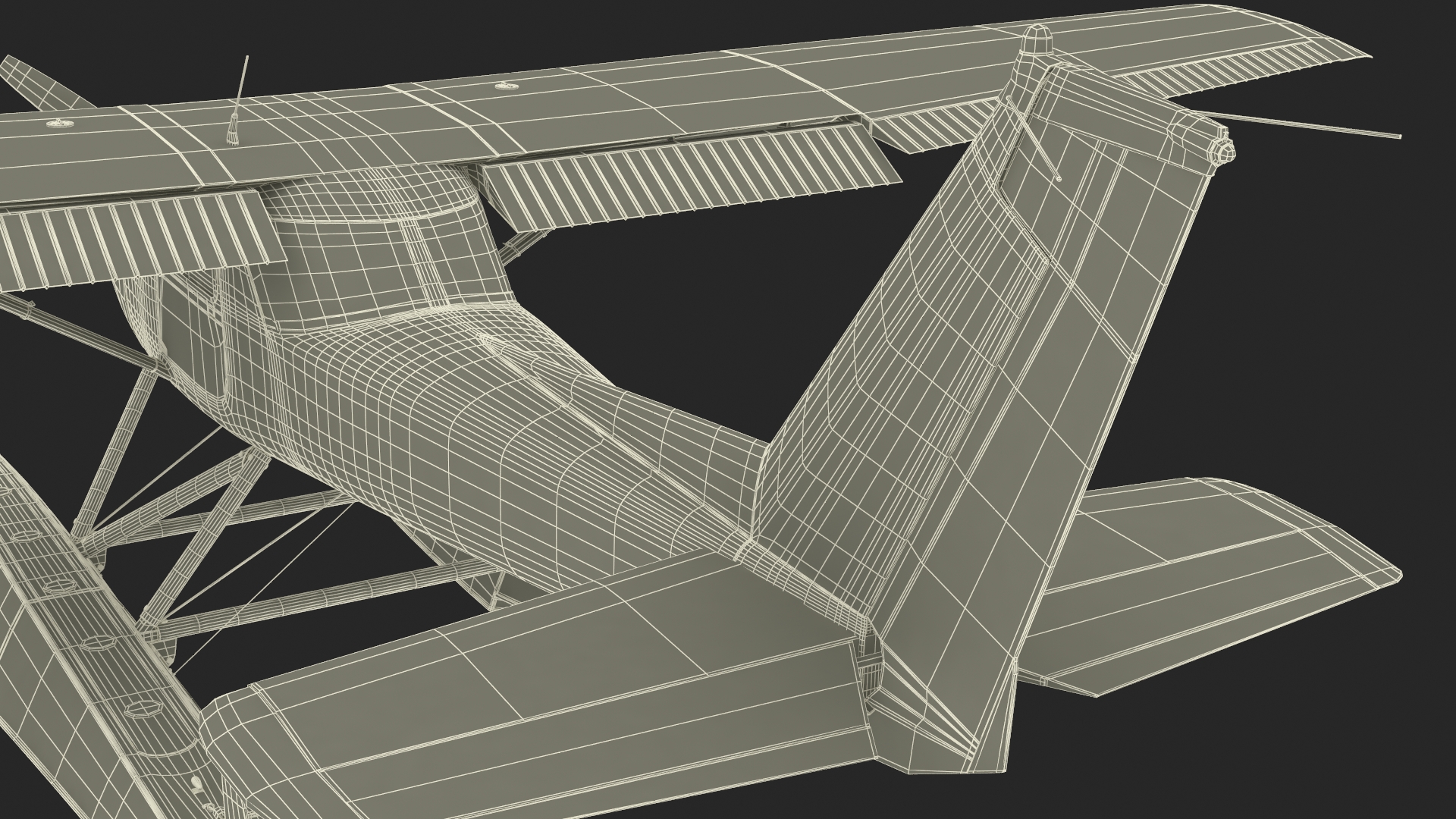 3D Seaplane with Floats Cessna 150