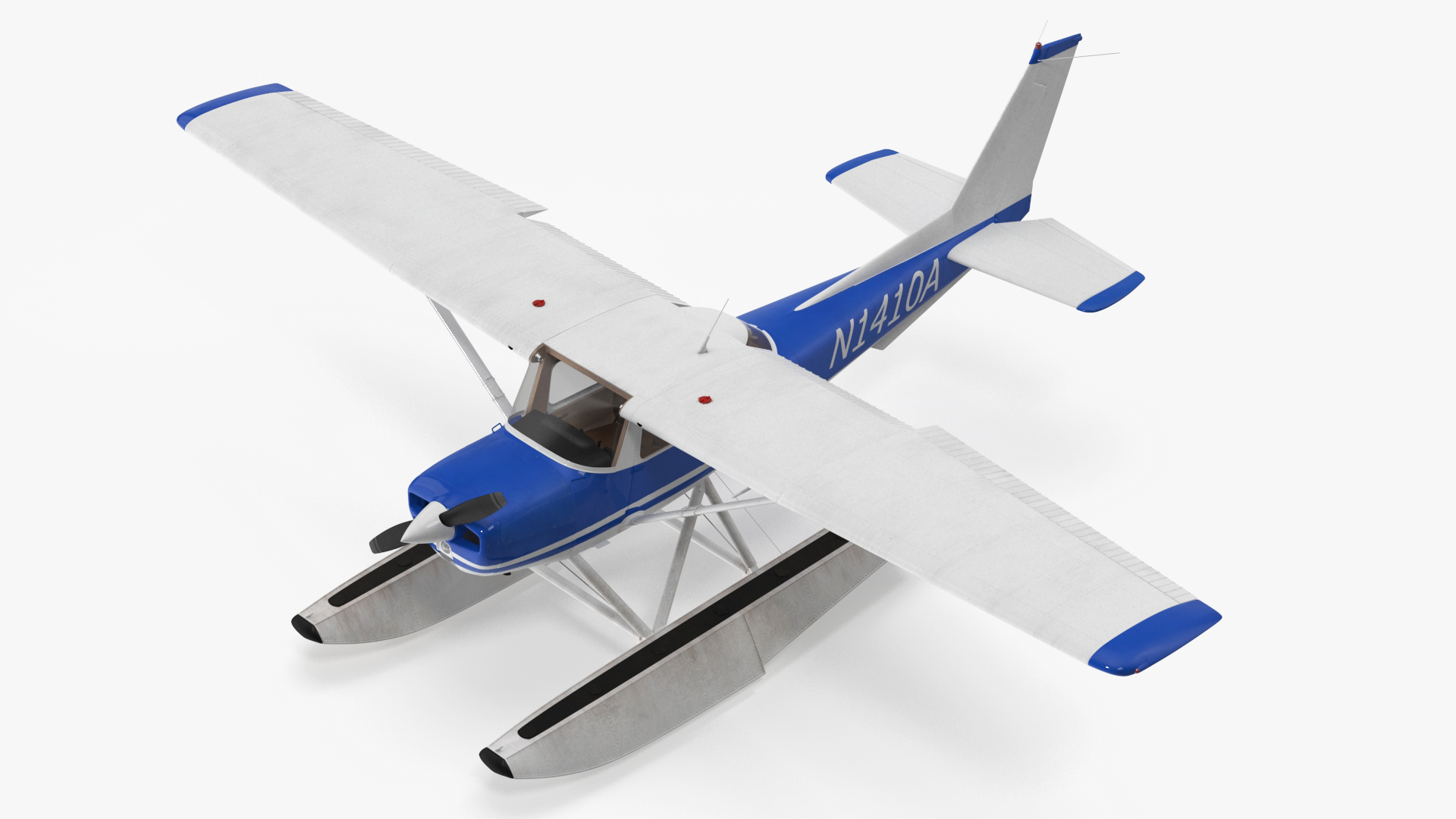 3D Seaplane with Floats Cessna 150