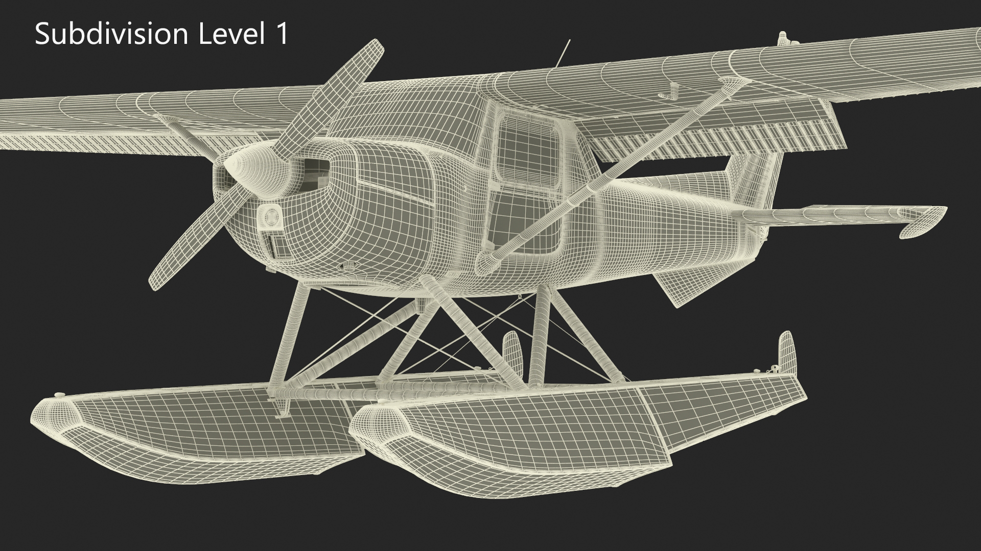 3D Seaplane with Floats Cessna 150