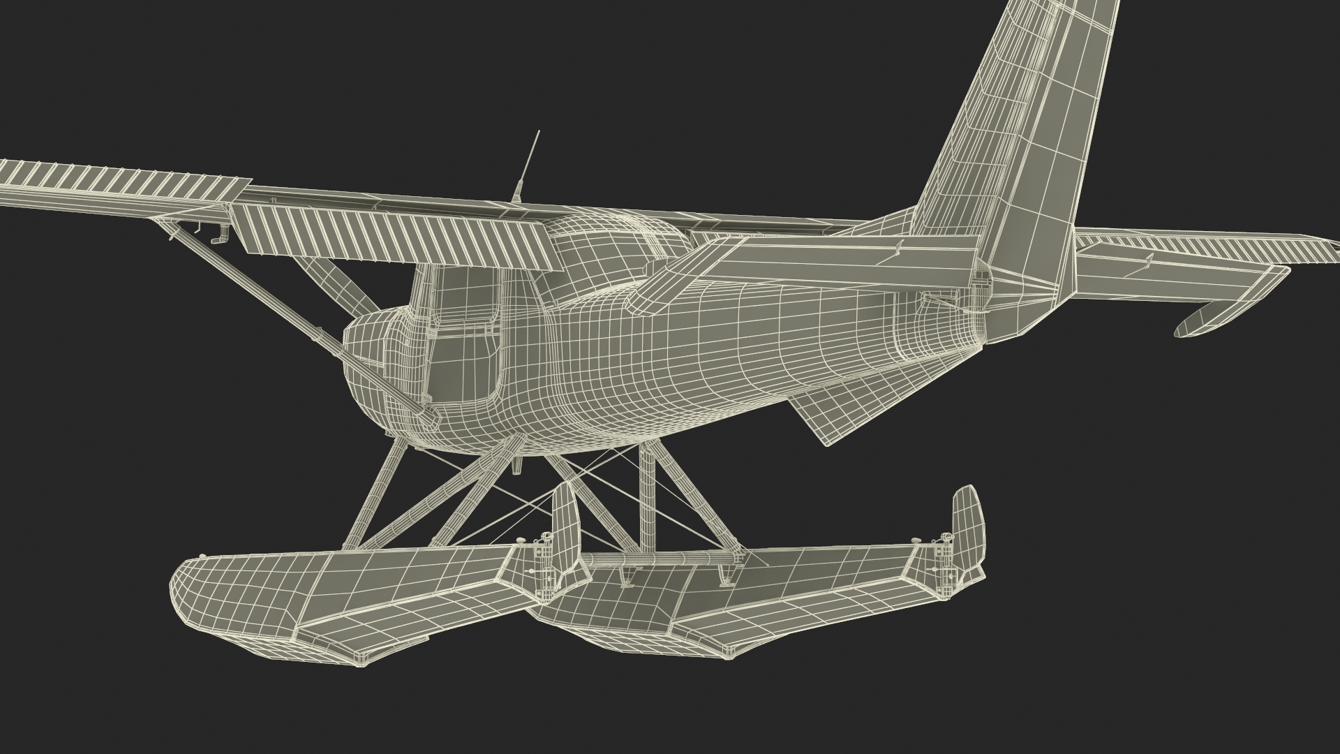 3D Seaplane with Floats Cessna 150
