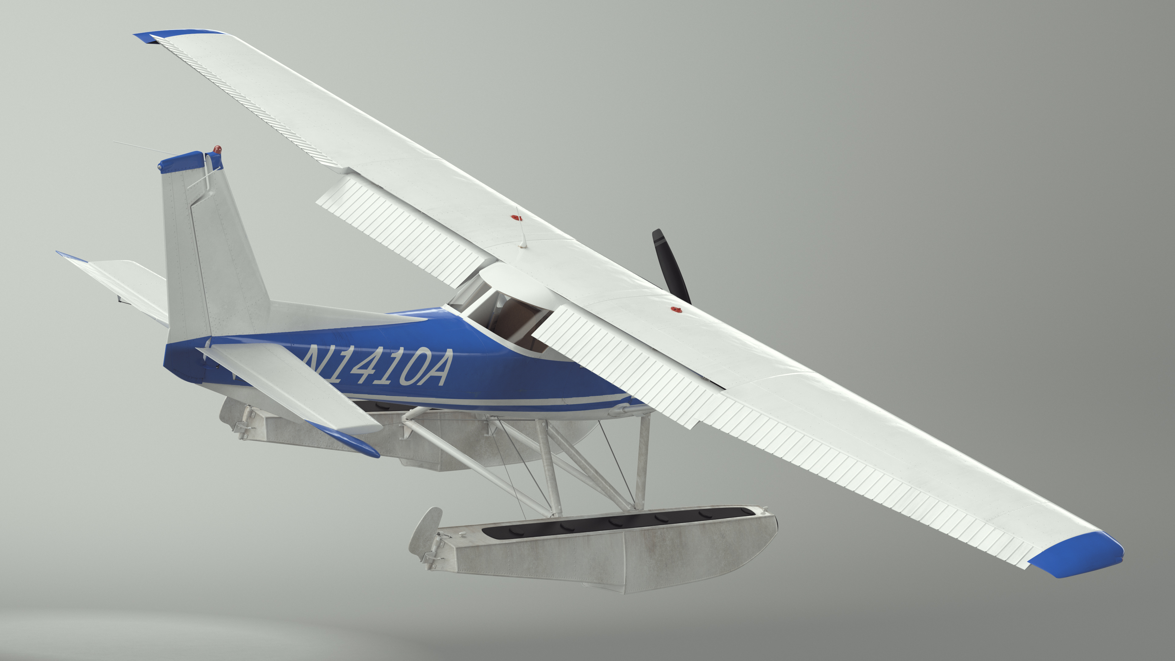 3D Seaplane with Floats Cessna 150