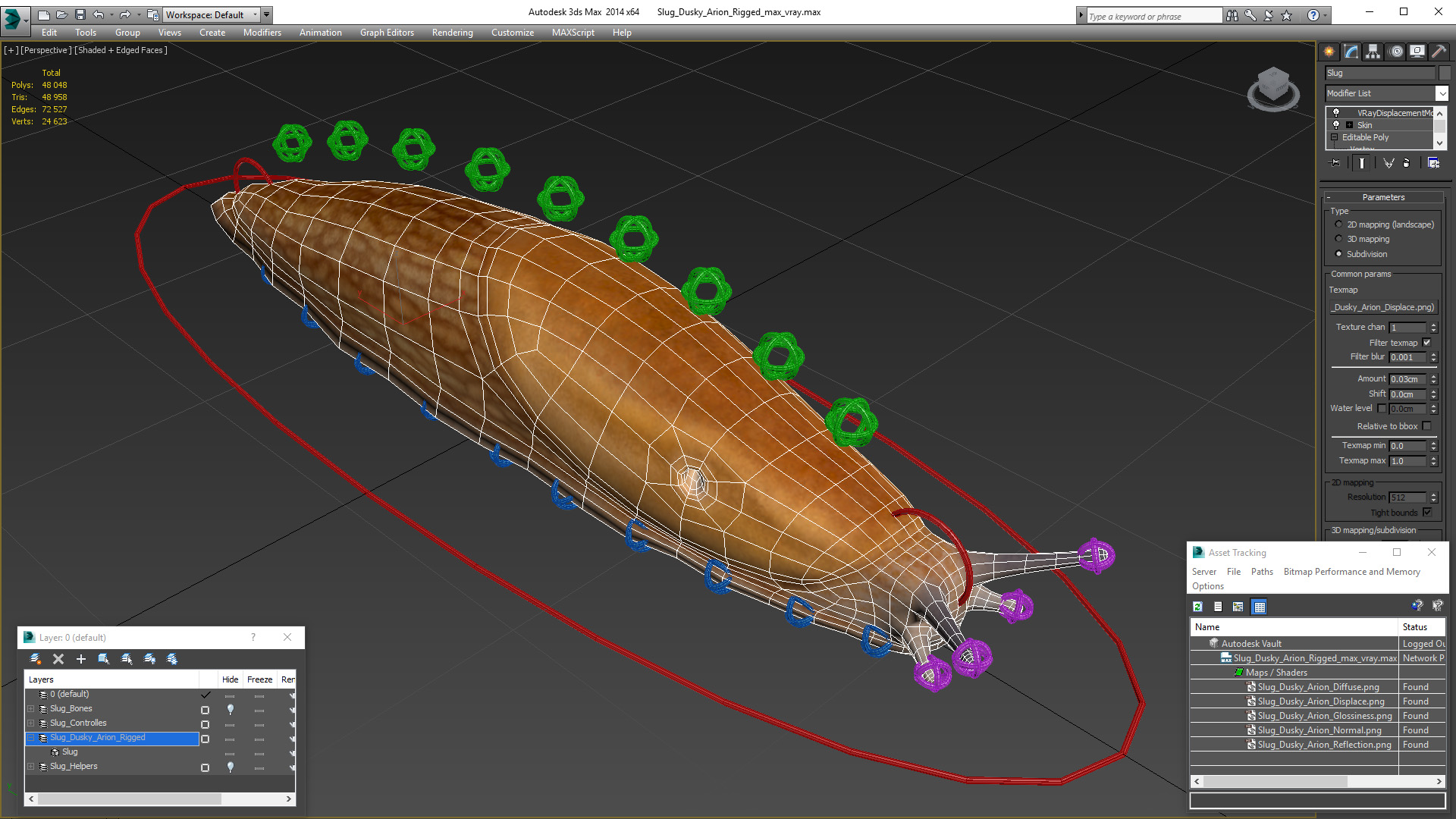 Slug Dusky Arion Rigged for Maya 3D