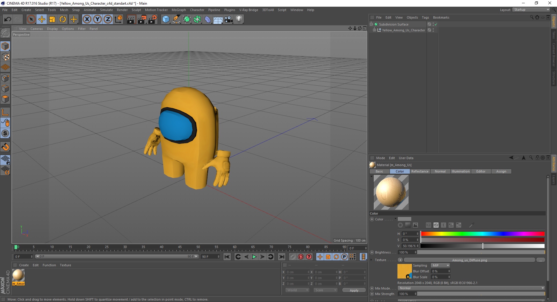 3D model Yellow Among Us Character