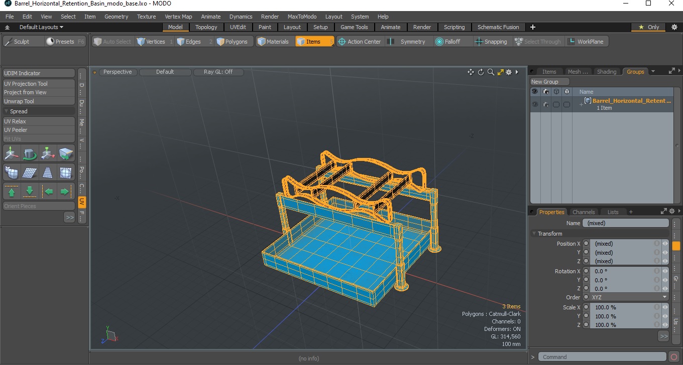 3D Barrel Horizontal Retention Basin model