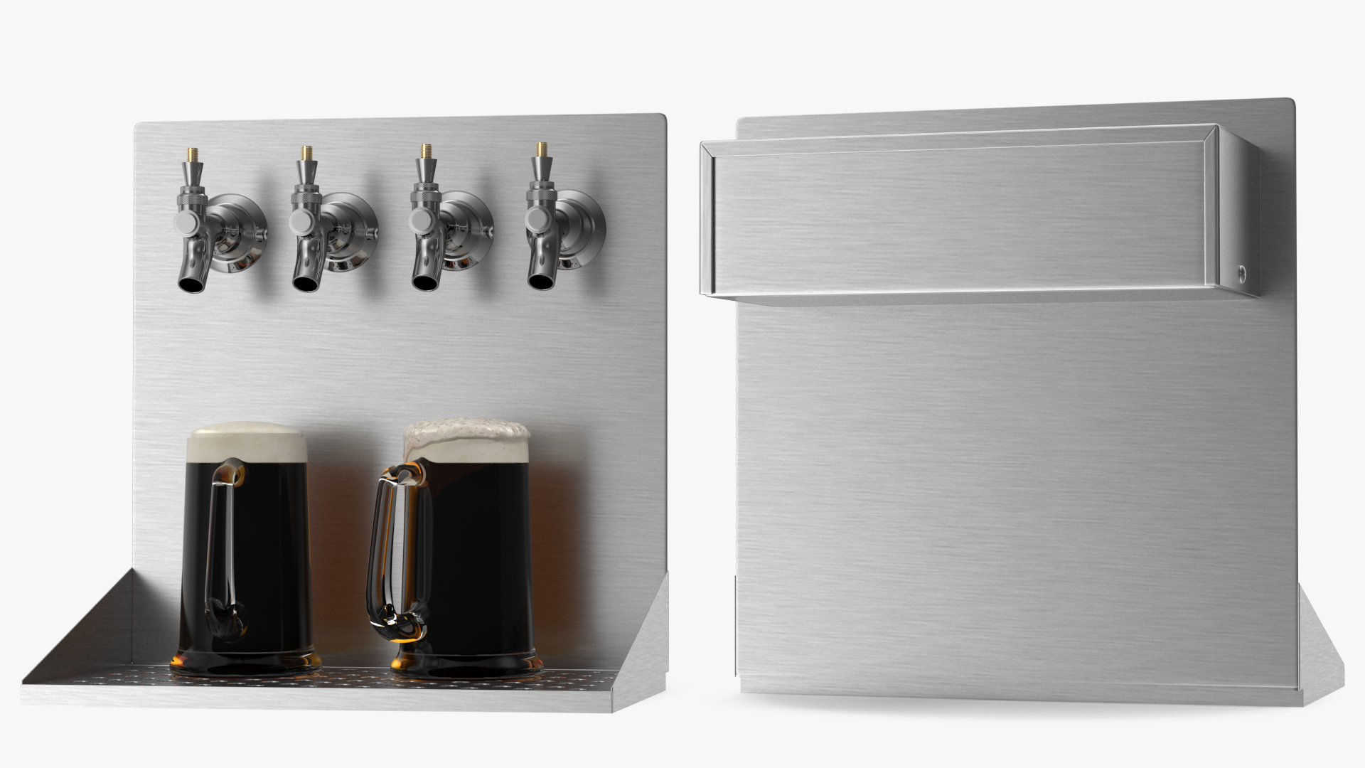 3D model Wall Mount Beer Dispenser with Beer Mugs