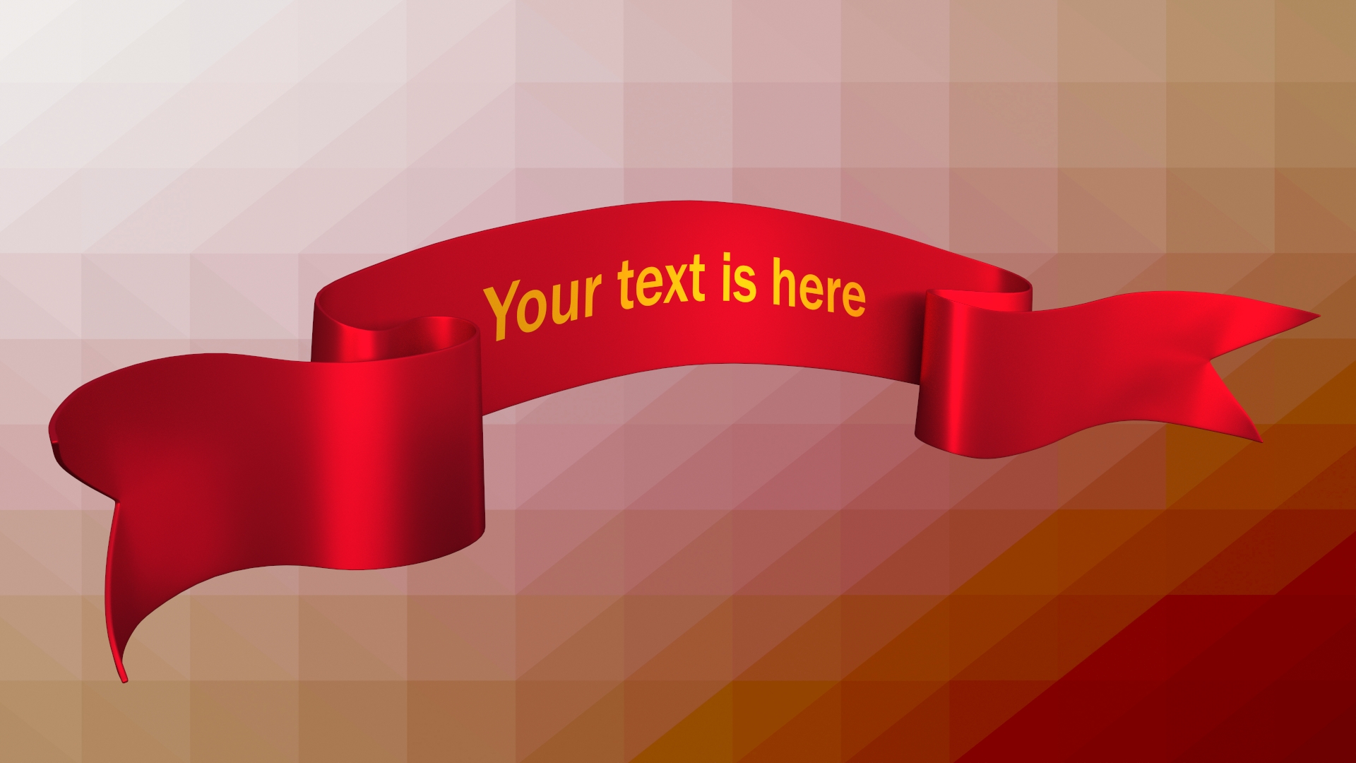 Folded Red Ribbon Banner 3D model