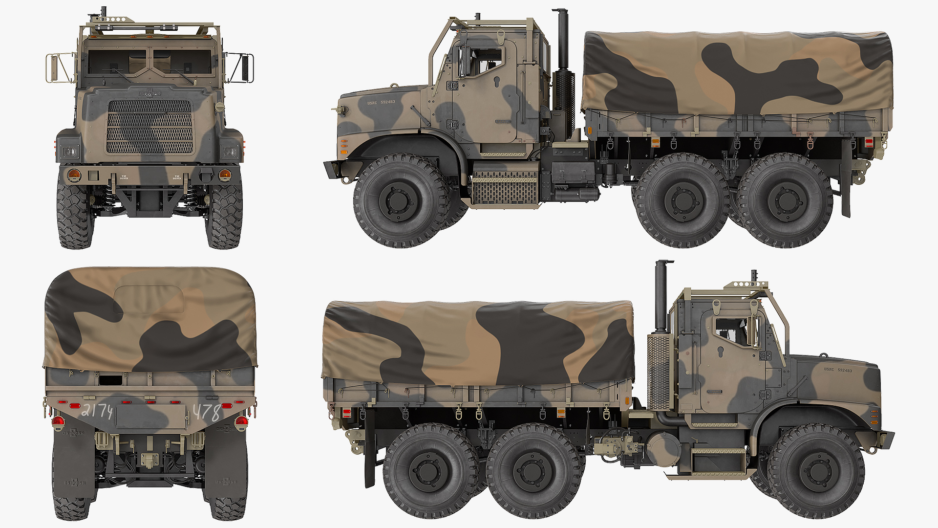 OshKosh MTVR MK23 with Tent Sand Camo 3D