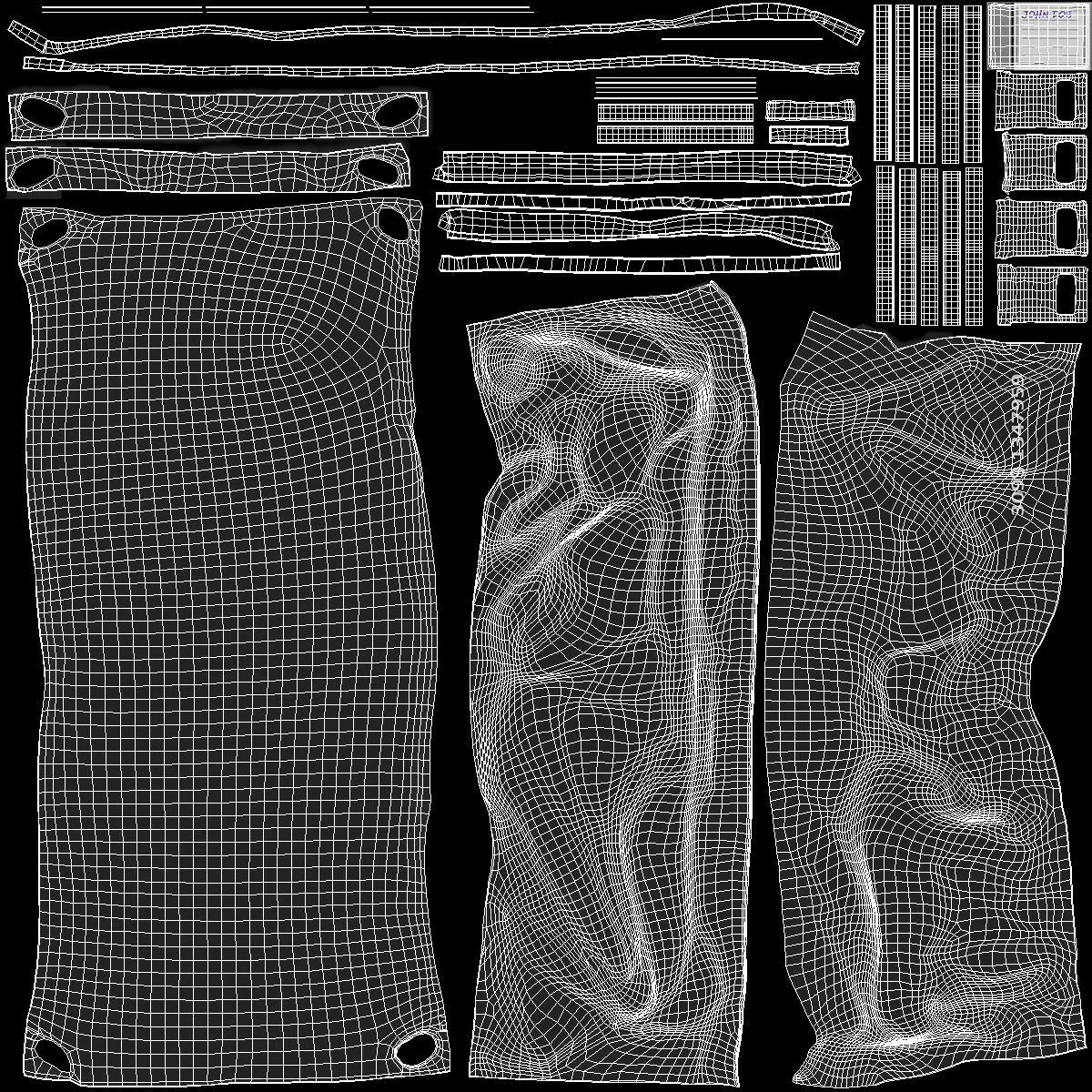 Body Bag on a Hospital Gurney 3D model