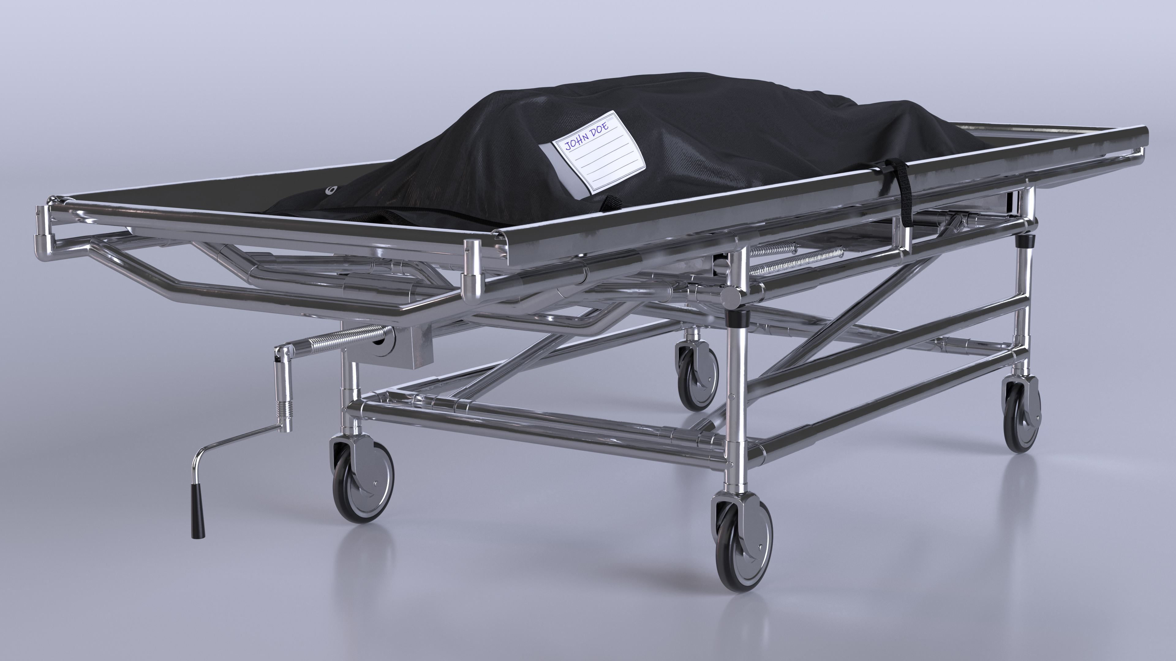 Body Bag on a Hospital Gurney 3D model