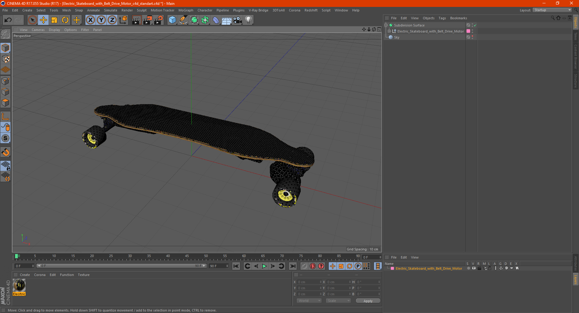 3D Electric Skateboard with Belt Drive Motor
